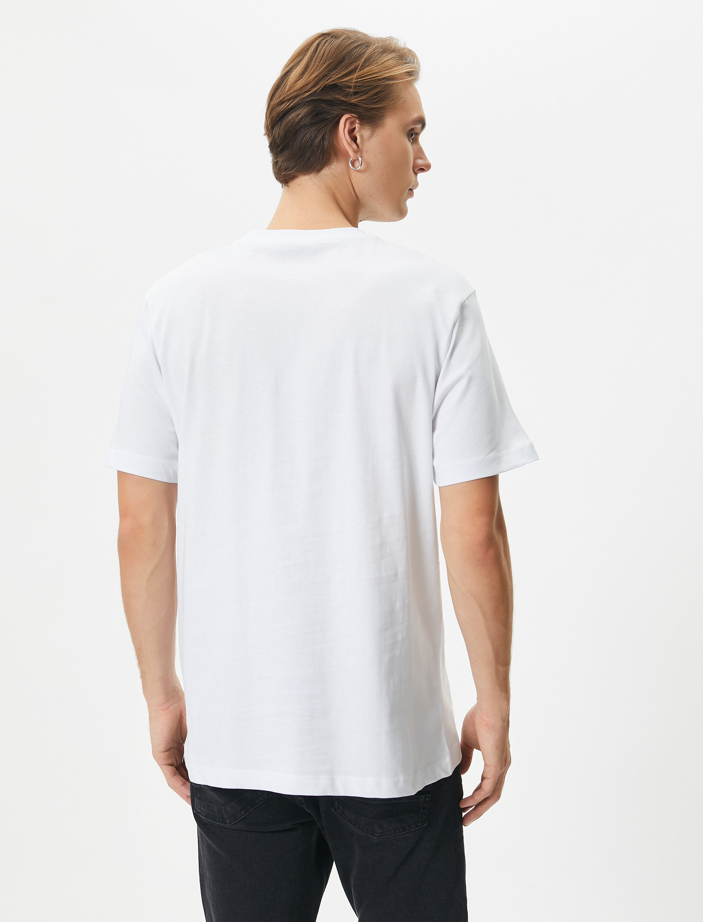   Basic Tişört Bisiklet Yaka Kısa Kollu Pamuklu