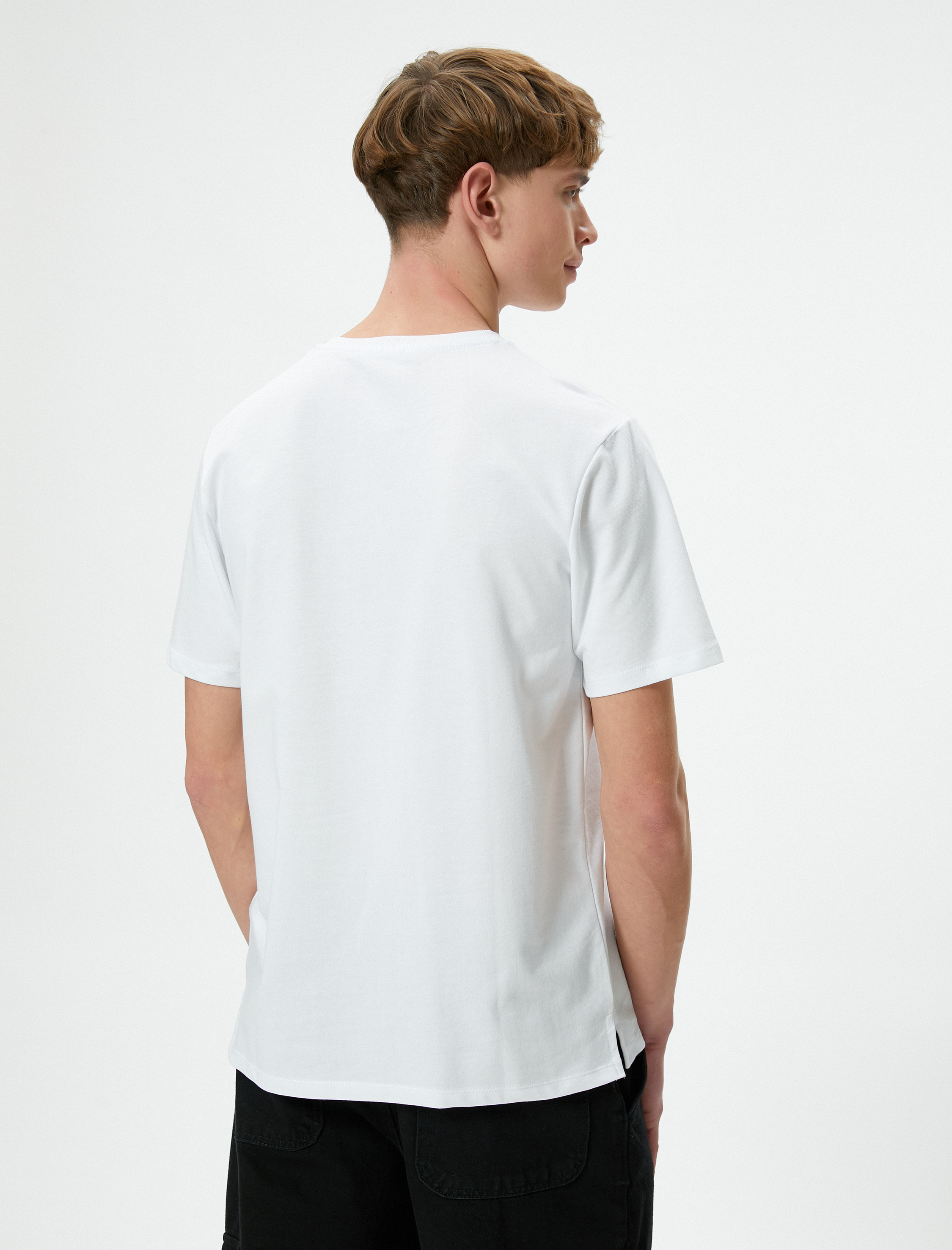   Basic Tişört Bisiklet Yaka Kısa Kollu Pamuklu