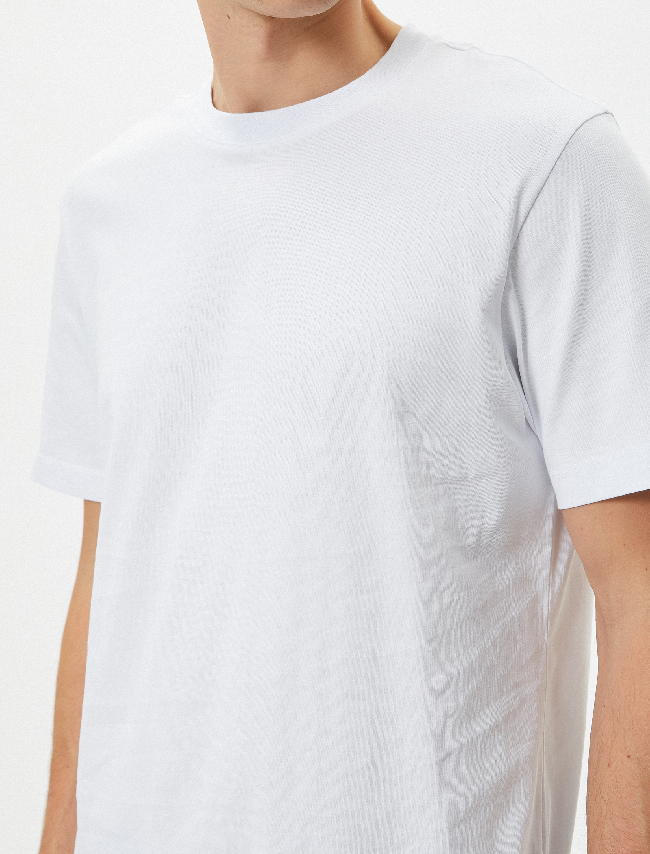   Basic Tişört Bisiklet Yaka Kısa Kollu Pamuklu