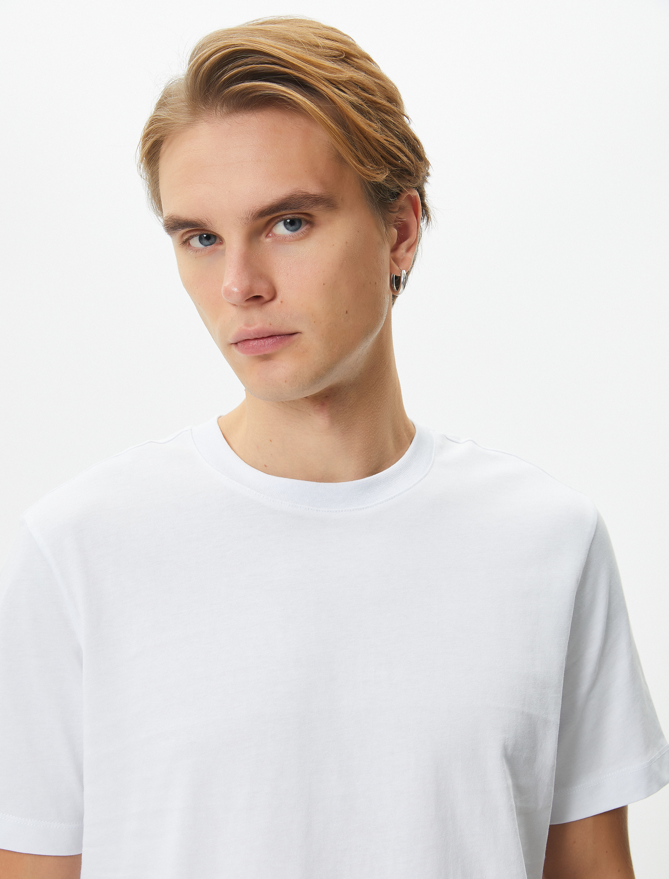   Basic Tişört Bisiklet Yaka Kısa Kollu Pamuklu