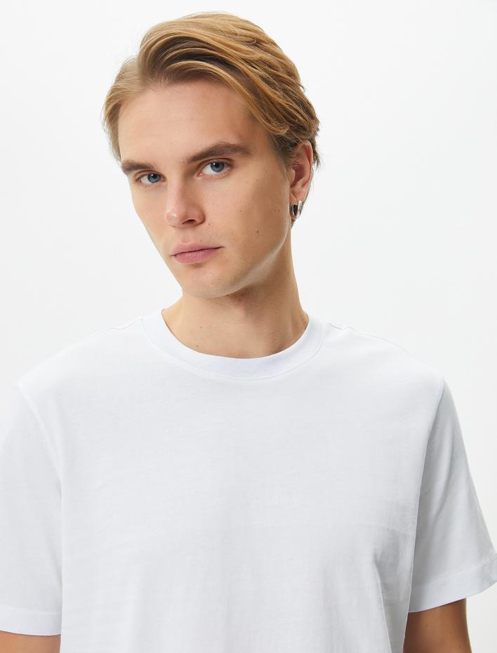  Basic Tişört Bisiklet Yaka Kısa Kollu Pamuklu