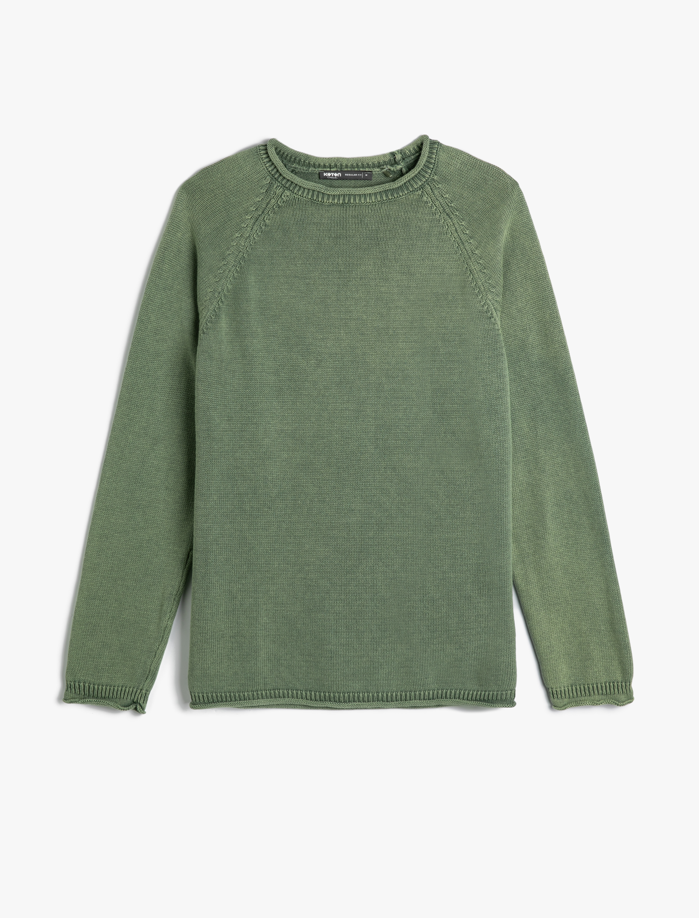   Triko Kazak Yıkamalı Bisiklet Yaka Dikiş Detaylı Pamuklu