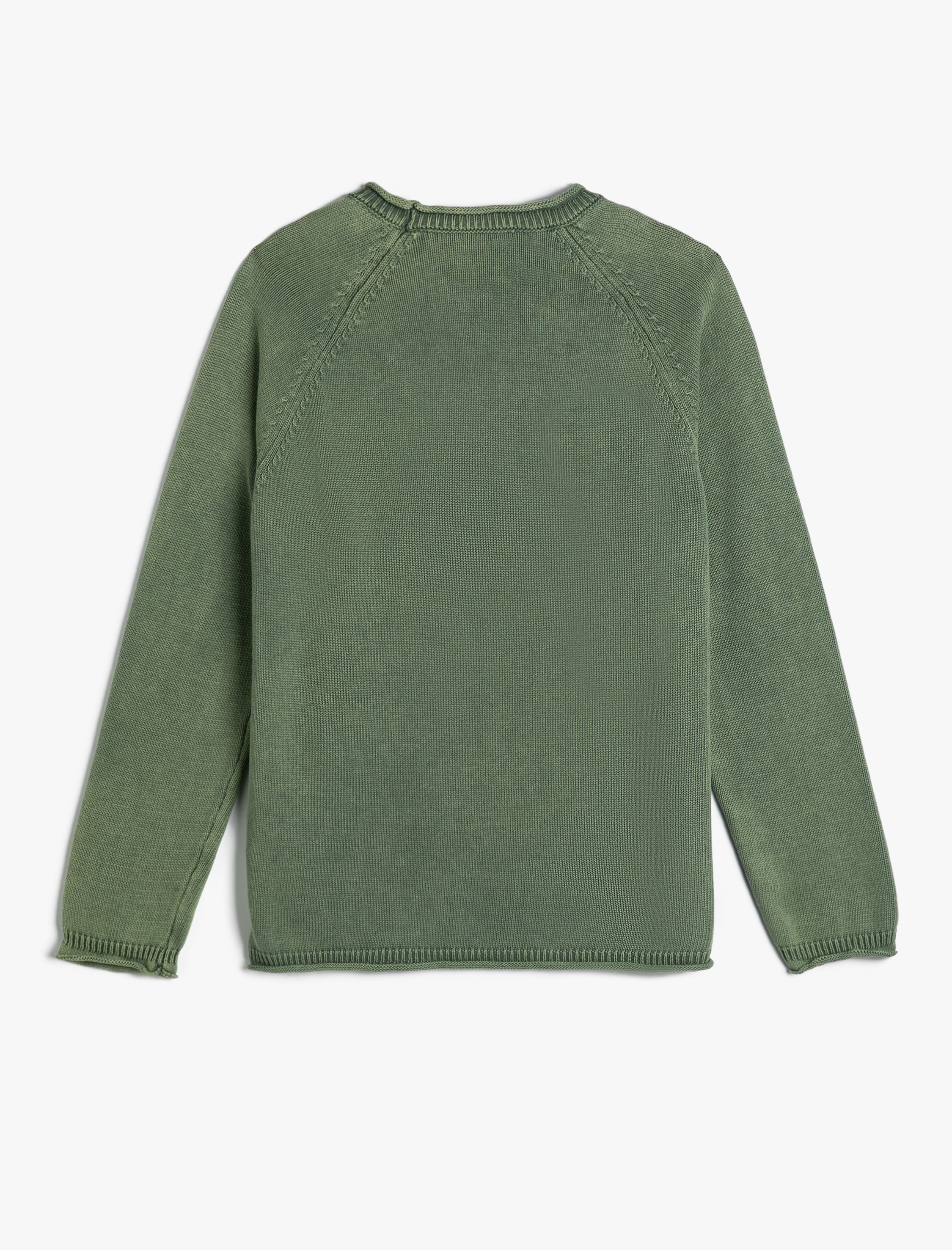   Triko Kazak Yıkamalı Bisiklet Yaka Dikiş Detaylı Pamuklu