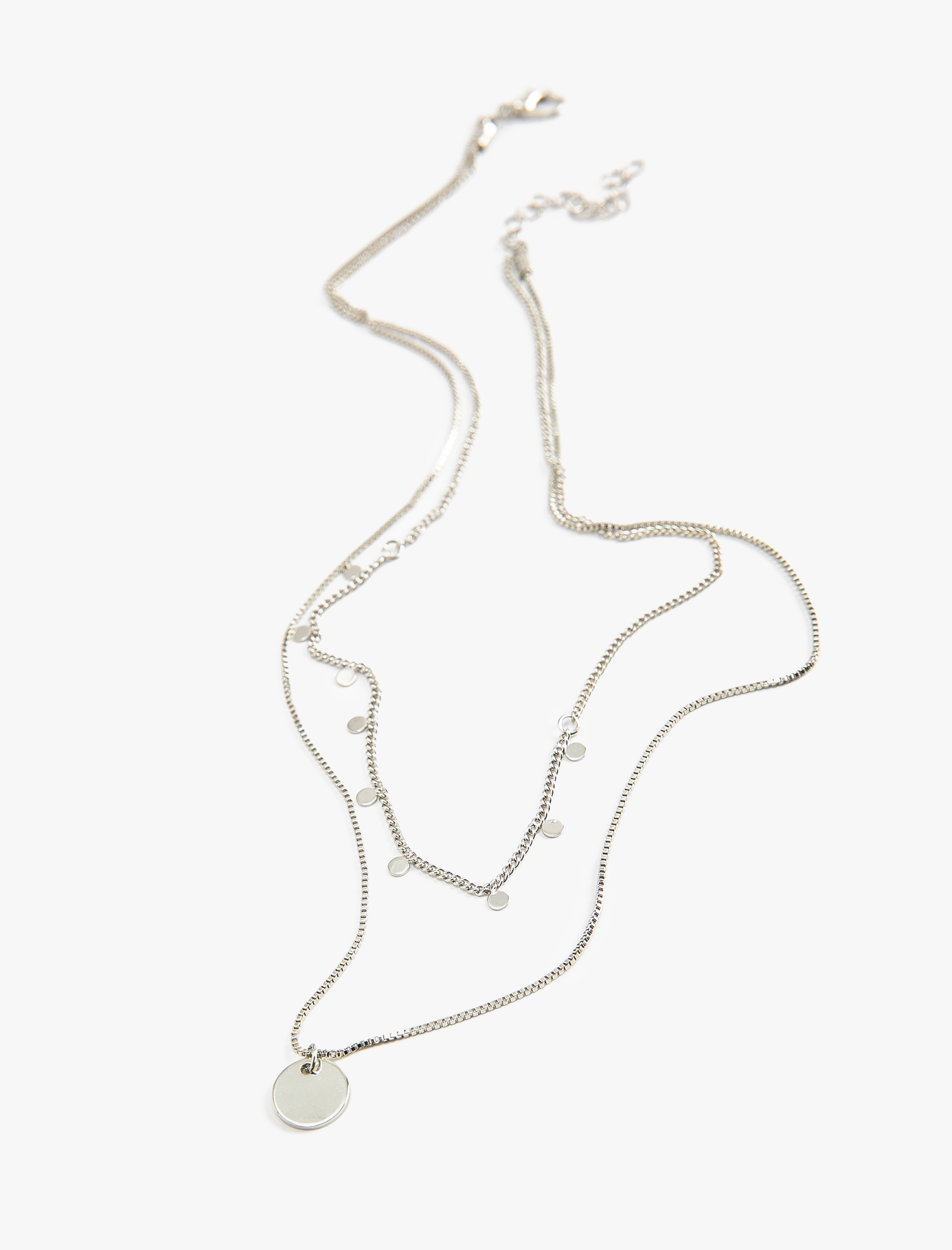  Kadın Katlı Zincir Kolye Plaka Charm Detaylı