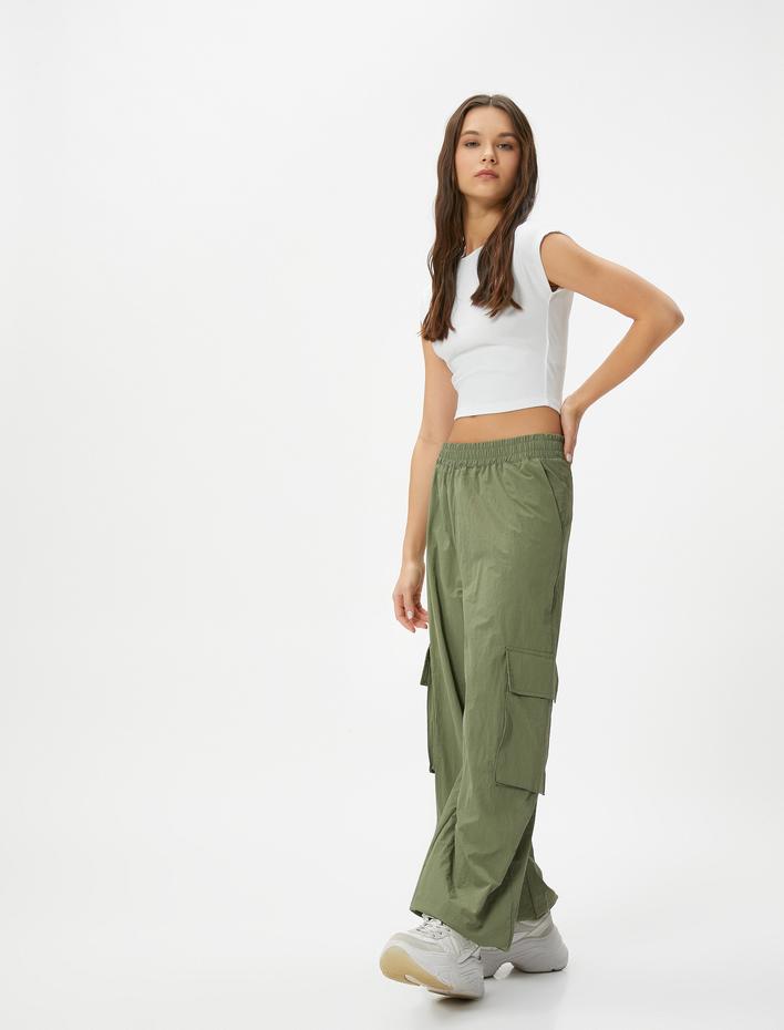  Paraşüt Pantolon Kargo Cepli Standart Bel Jogger Lastikli Paça