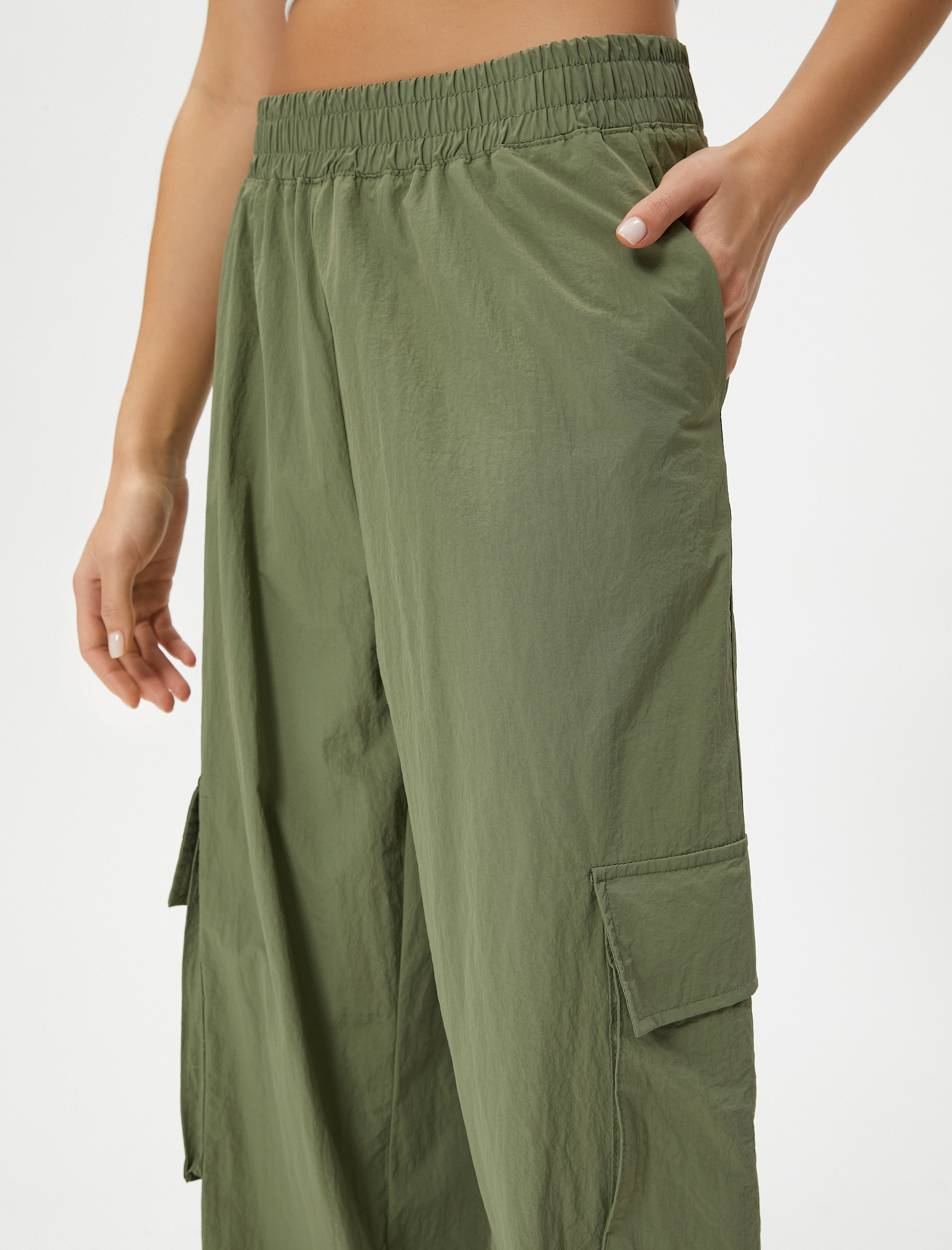   Paraşüt Pantolon Kargo Cepli Standart Bel Jogger Lastikli Paça