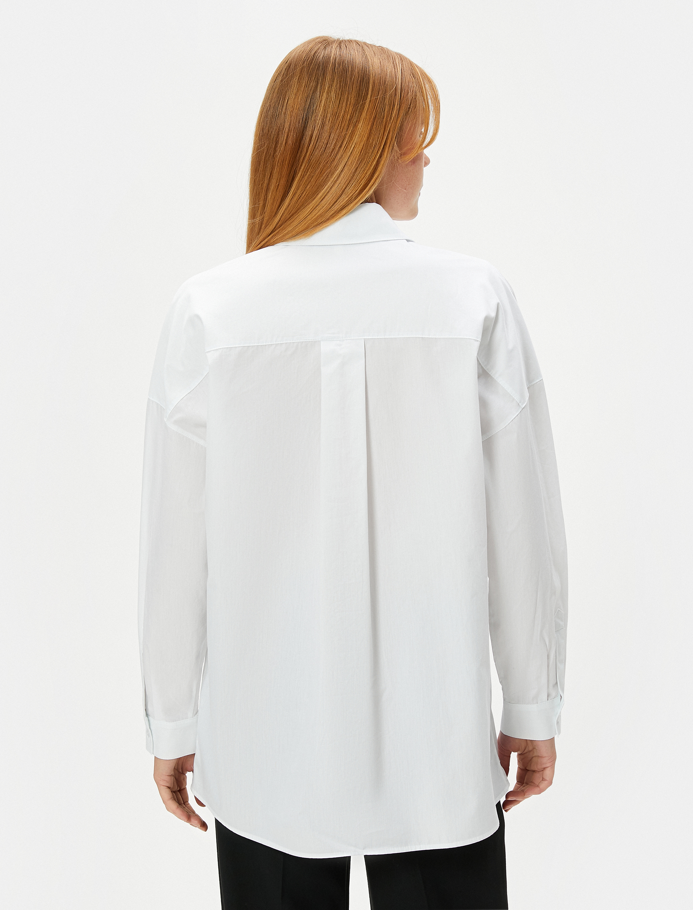 Oversize Poplin Gömlek Uzun Kollu Düğmeli Klasik Yaka