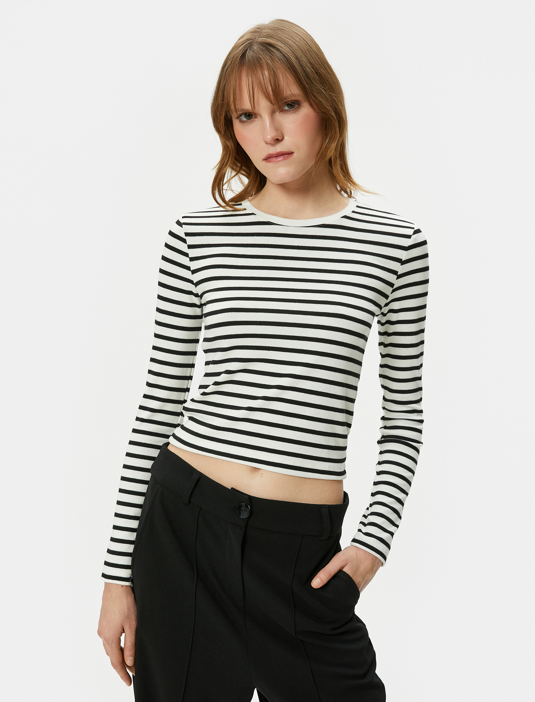   Uzun Kollu Tişört Bisiklet Yaka Standart Kesim