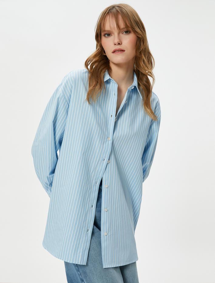  Poplin Gömlek Uzun Kollu Düğmeli Pamuklu Regular Fit