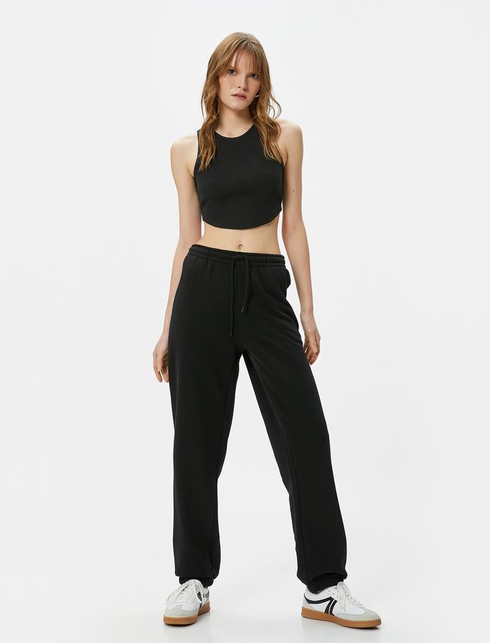  Jogger Eşofman Altı Bağcıklı Normal Bel Üç İplik Şardonlu