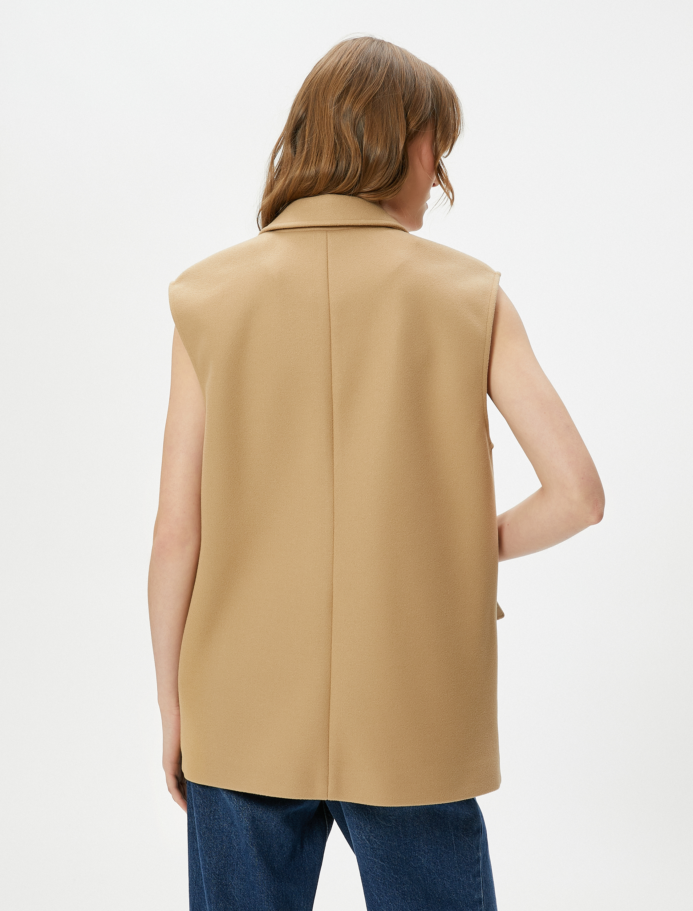   Kaşe Kruvaze Yelek Düğmeli Kapaklı Cep Detaylı