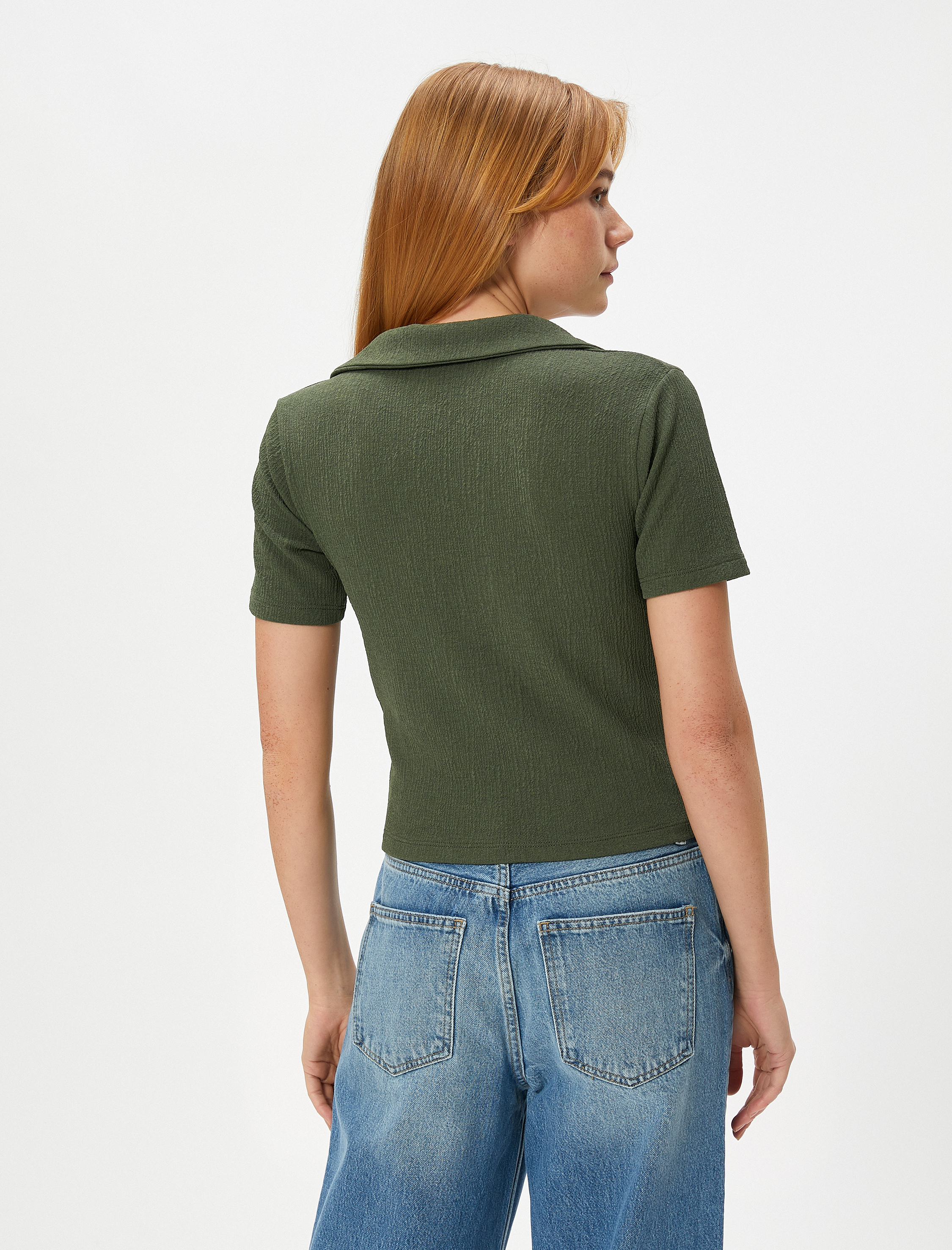   Polo Yaka Tişört Kısa Kollu Dokulu