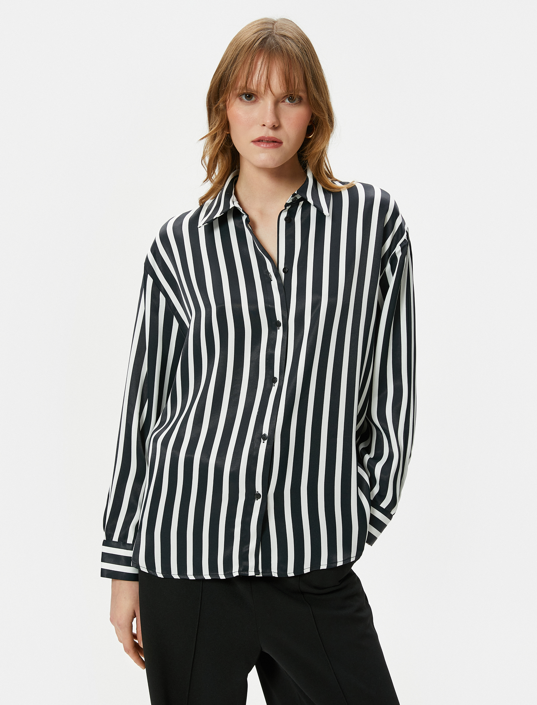   Saten Gömlek Uzun Kollu Düğmeli