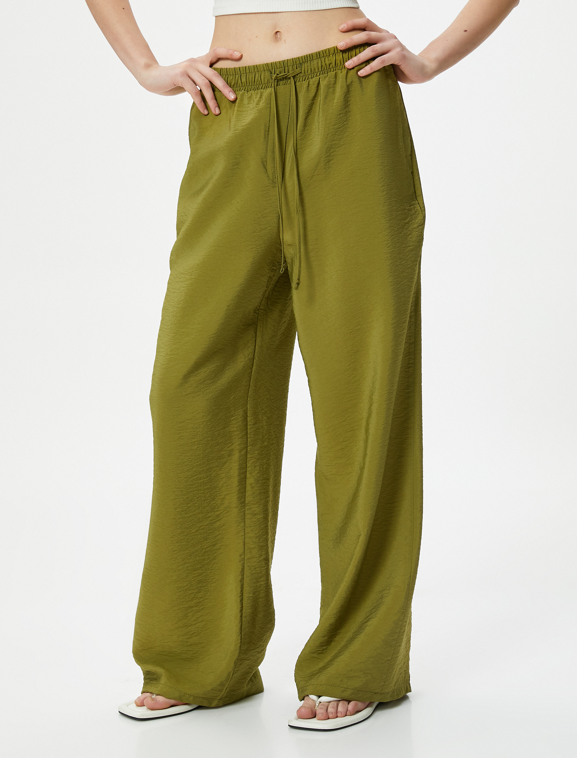   Bol Paça Pantolon Beli Lastikli Viskon