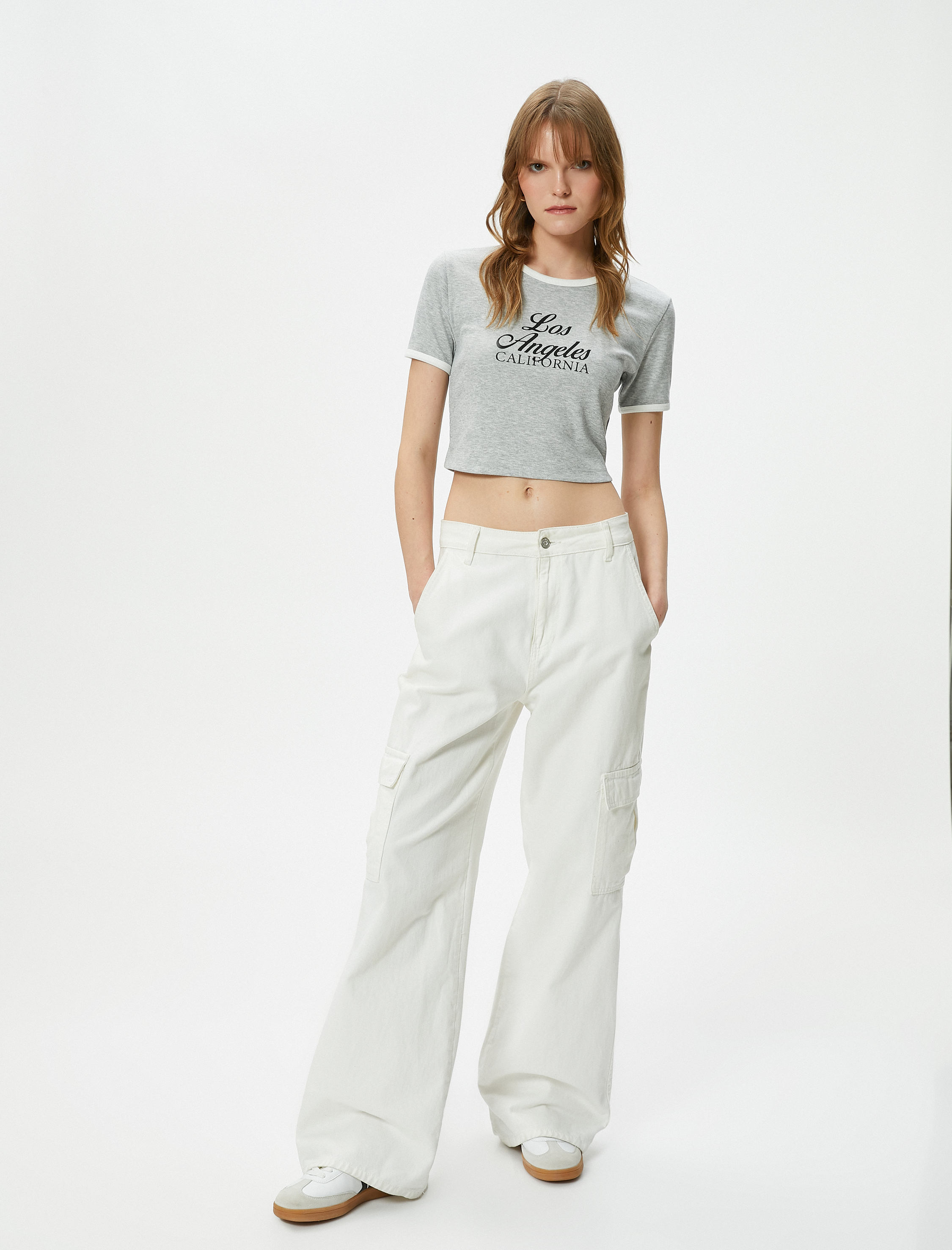   Crop Baskılı Tişört Kısa Kollu Fitilli