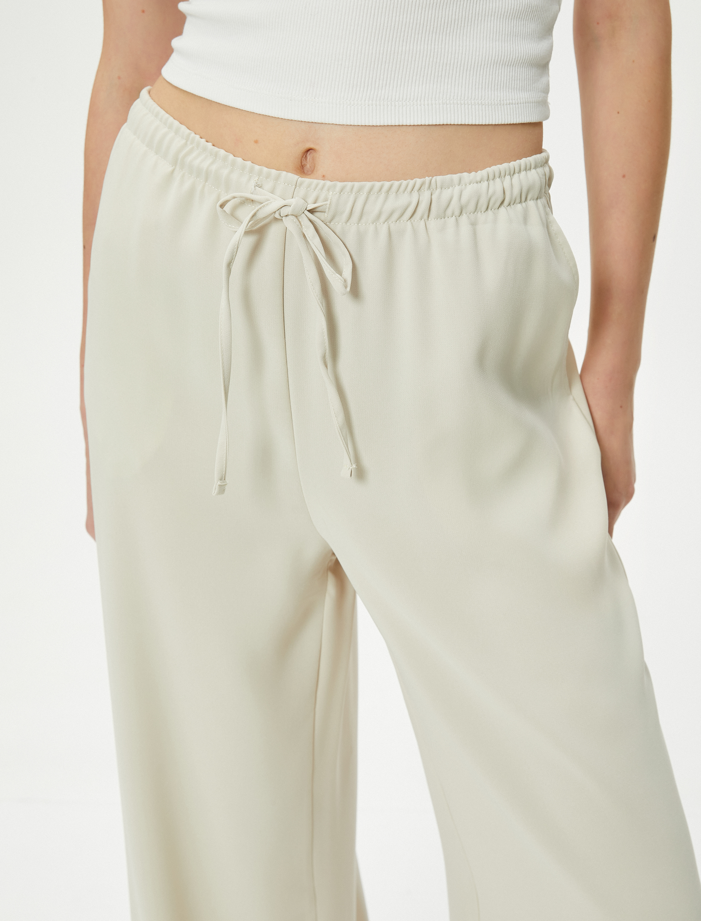   Bol Paça Pantolon Lastikli Yüksek Bel