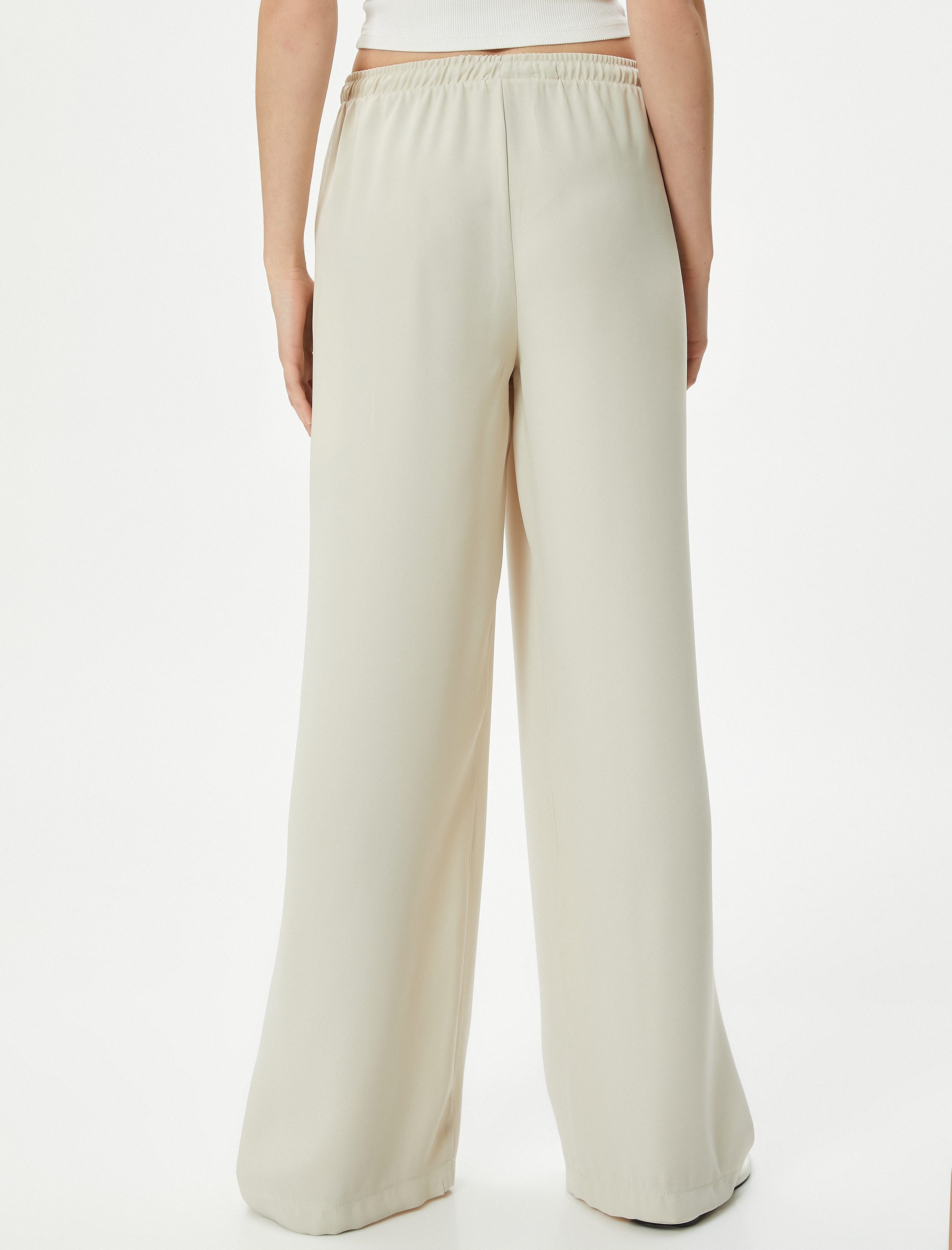   Bol Paça Pantolon Lastikli Yüksek Bel