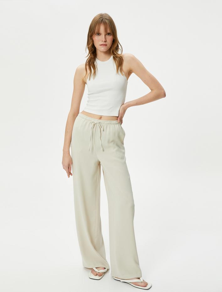  Bol Paça Pantolon Lastikli Yüksek Bel