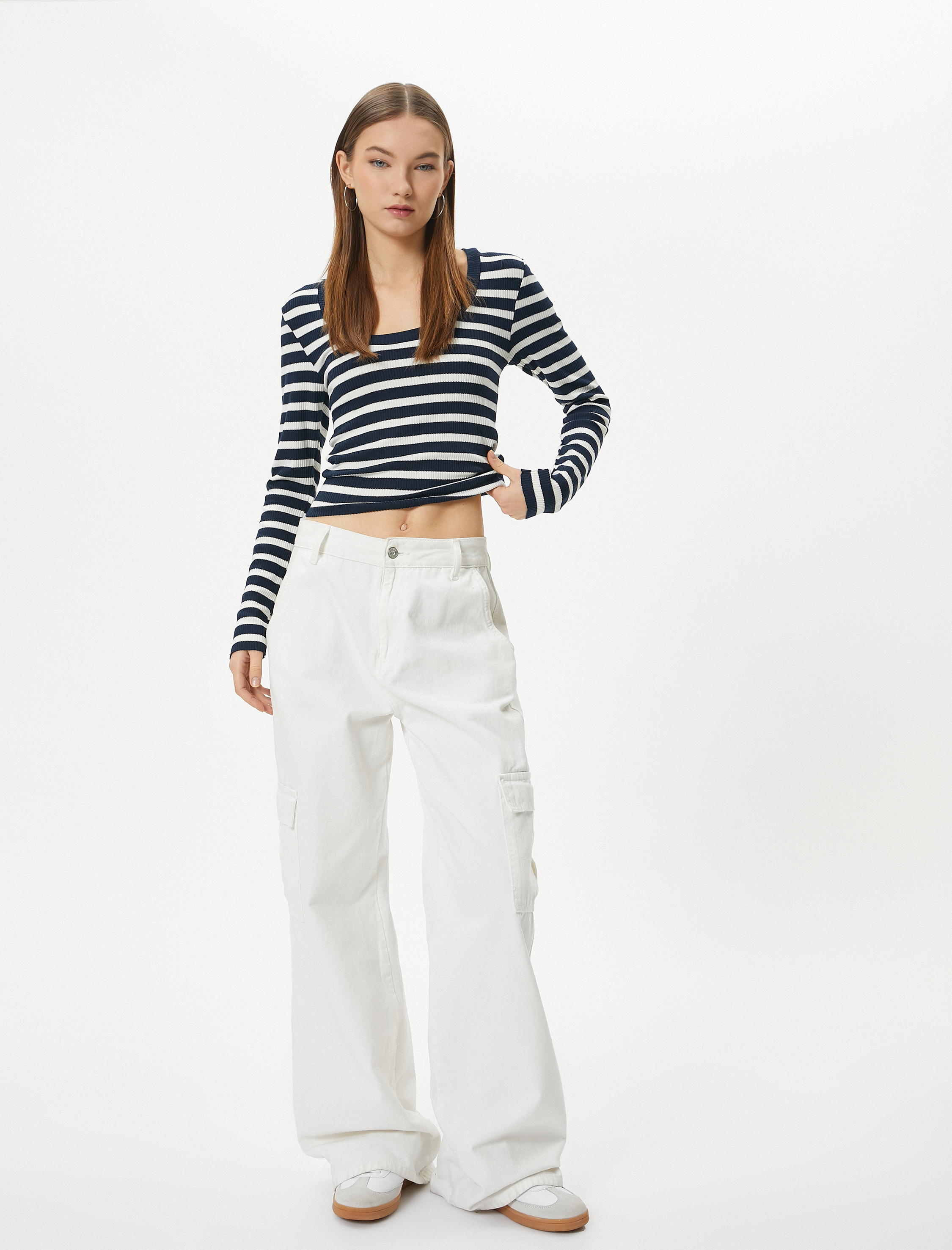 Uzun Kollu Tişört Yuvarlak Yaka Ribanalı Slim Fit