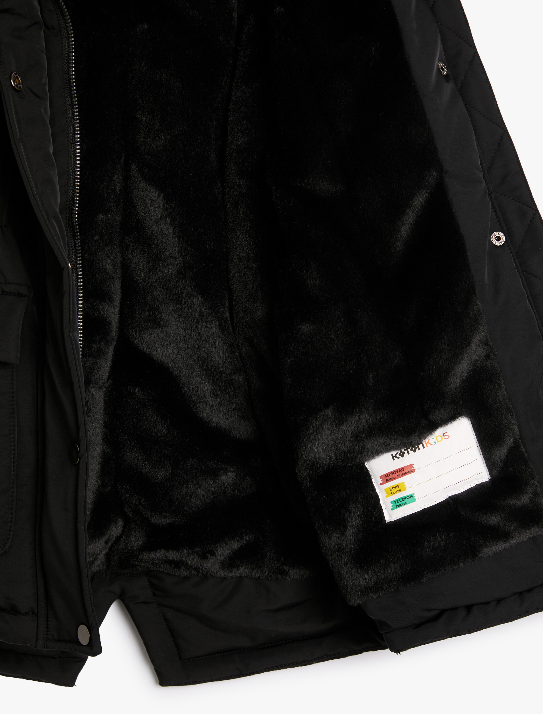  Kız Çocuk Uzun Şişme Kapşonlu Mont Kürk Detaylı Cepli