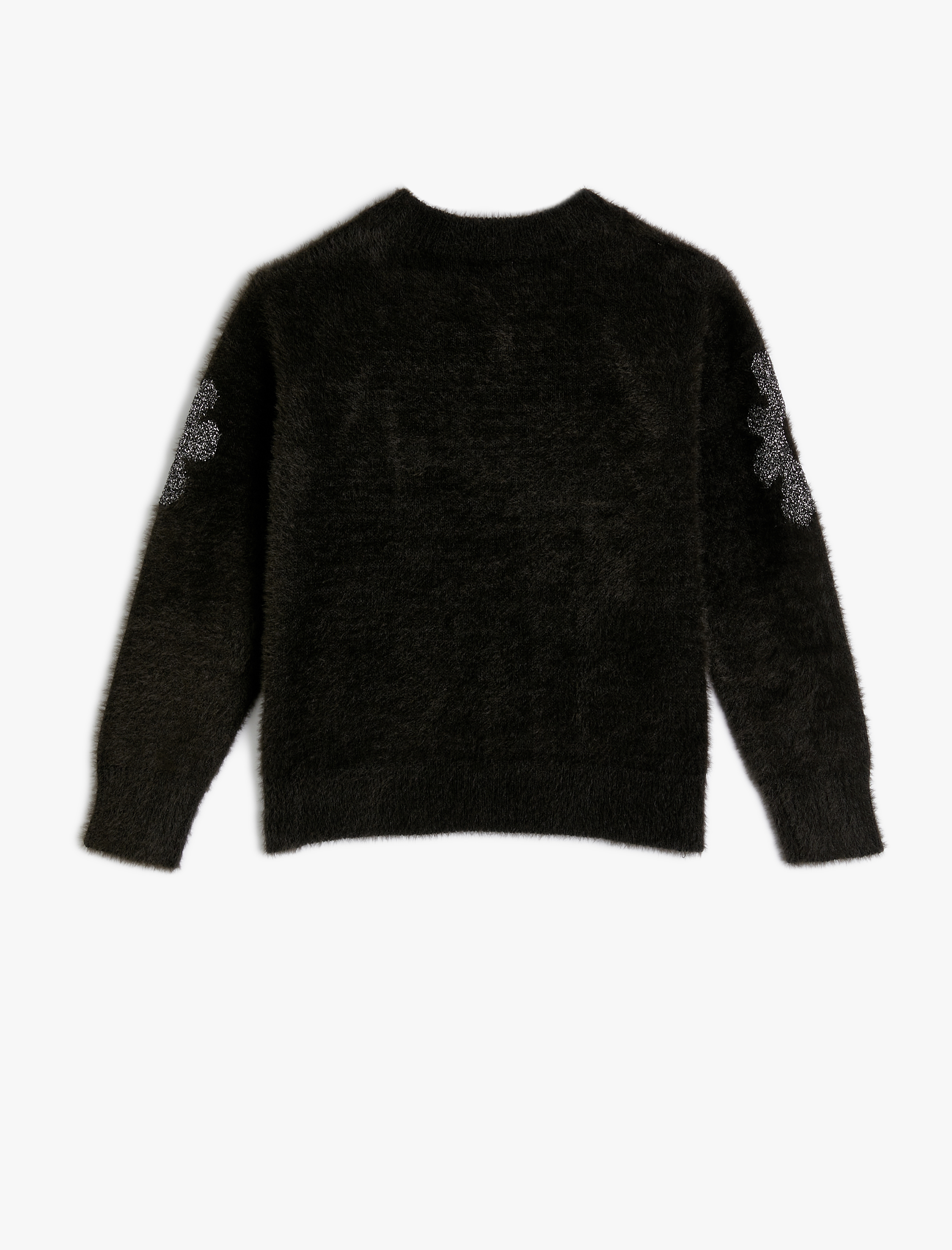  Kız Çocuk Peluş Kazak Çiçek Desenli Uzun Kollu Bisiklet Yaka