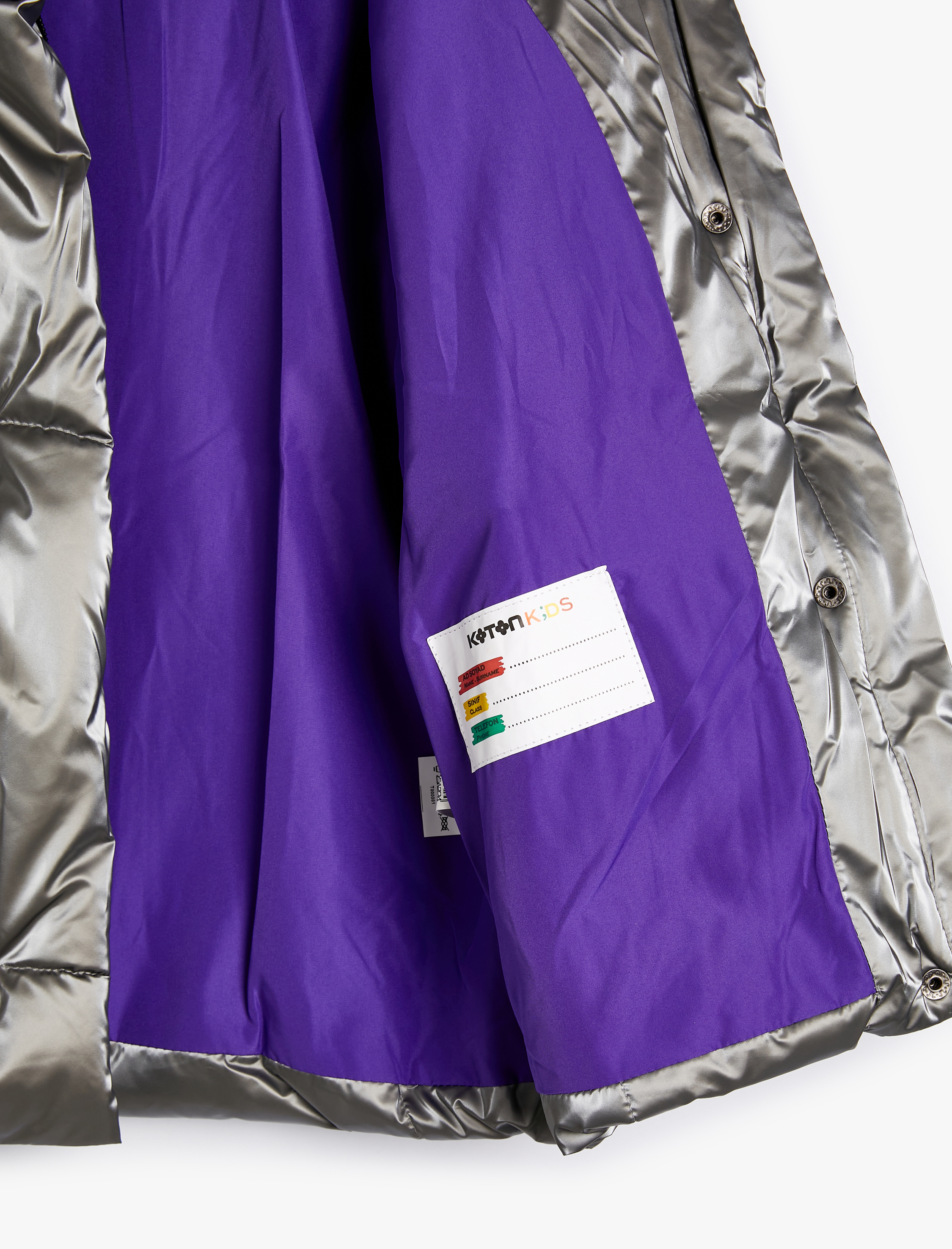  Kız Çocuk Şişme Mont Dik Yaka Fermuar ve Cep Detaylı