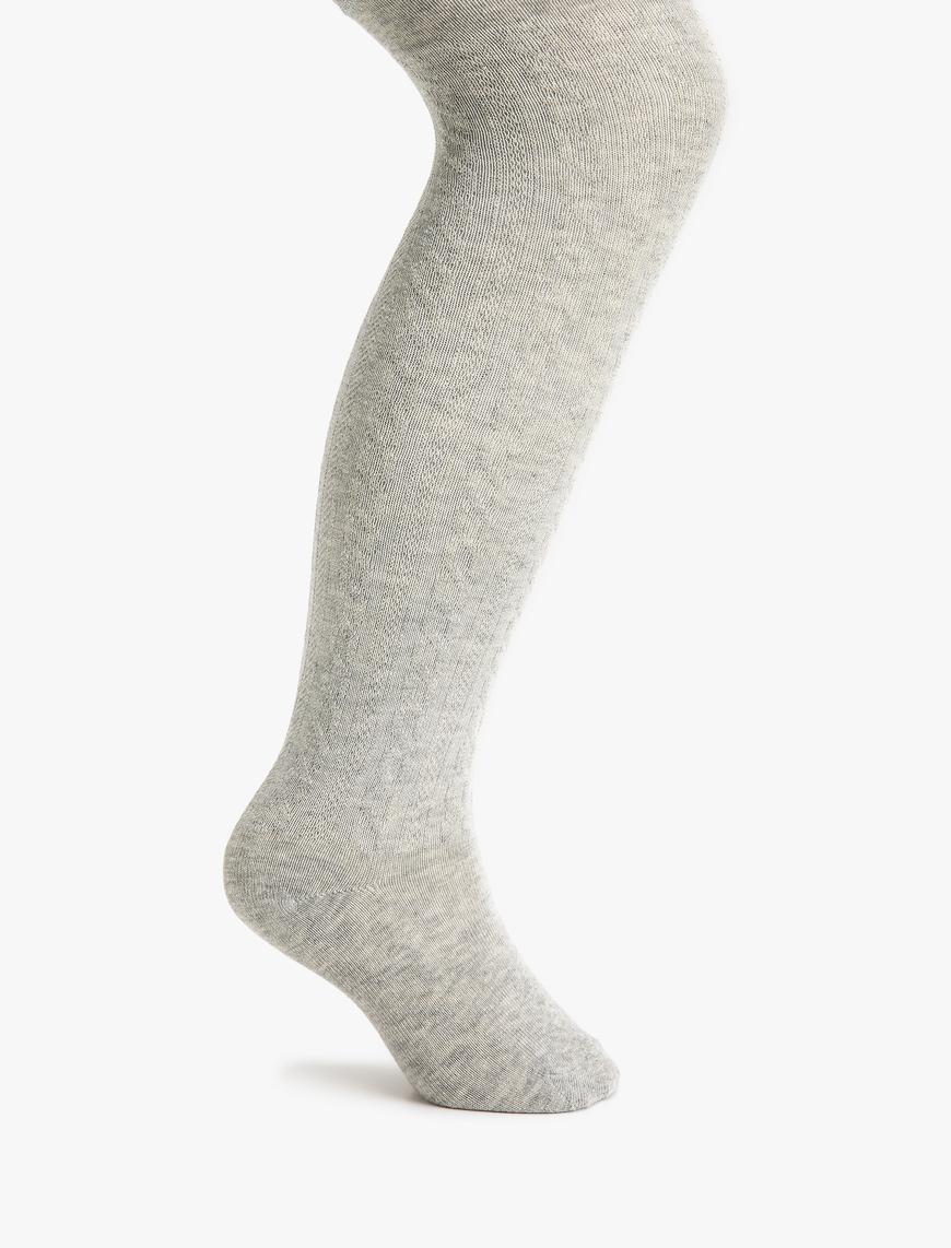  Kız Çocuk Balıksırtı Desenli Külotlu Çorap