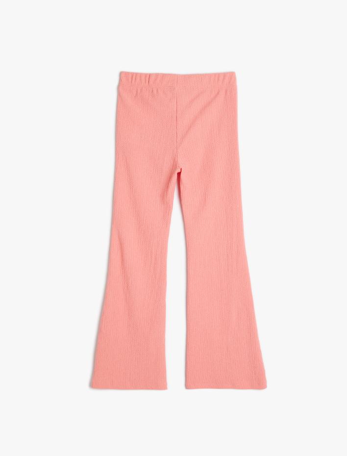 Kız Çocuk İspanyol Paça Pantolon Fitilli Yırtmaç Detaylı Beli Lastikli