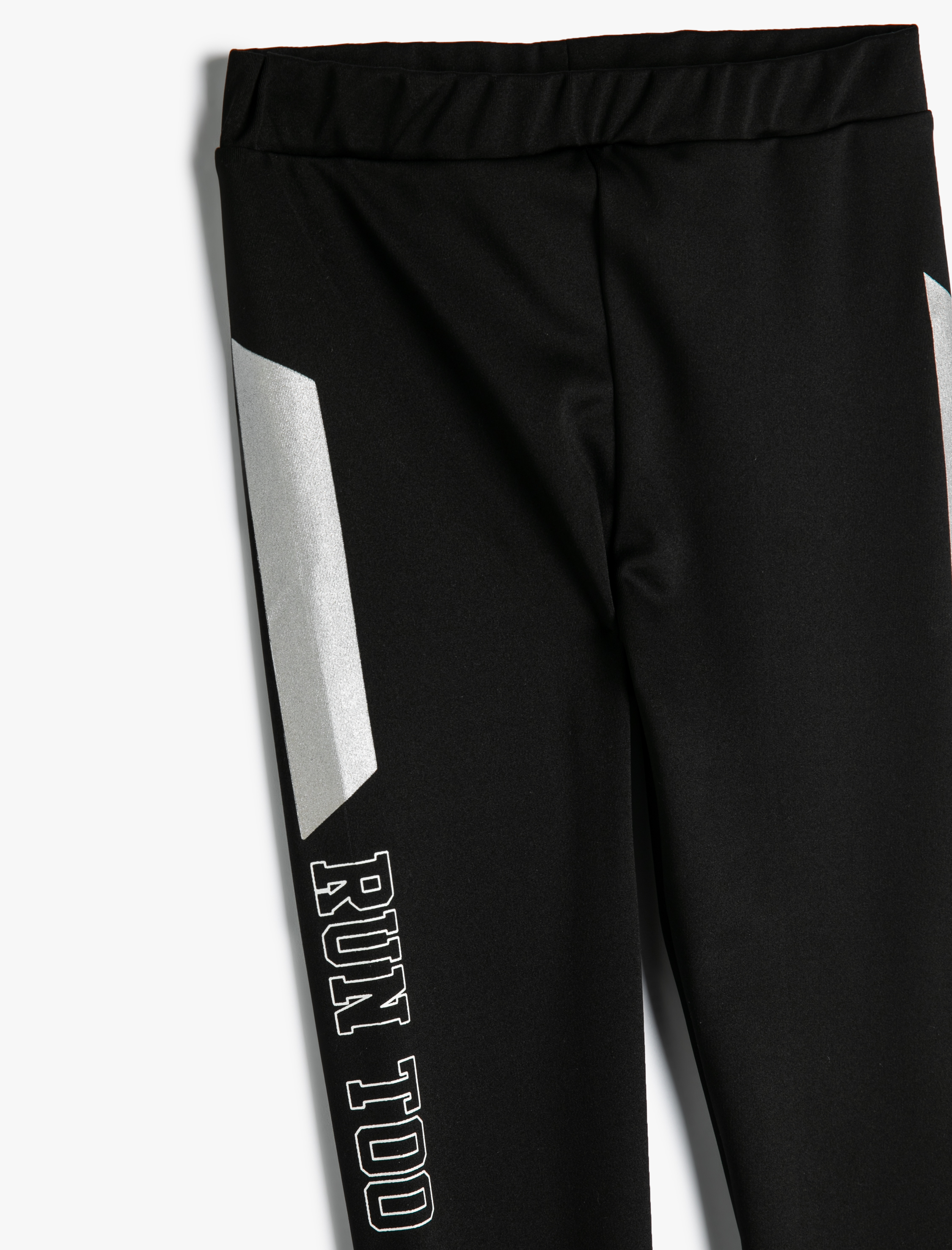  Kız Çocuk Spor Taytı Slogan Baskılı Beli Lastikli