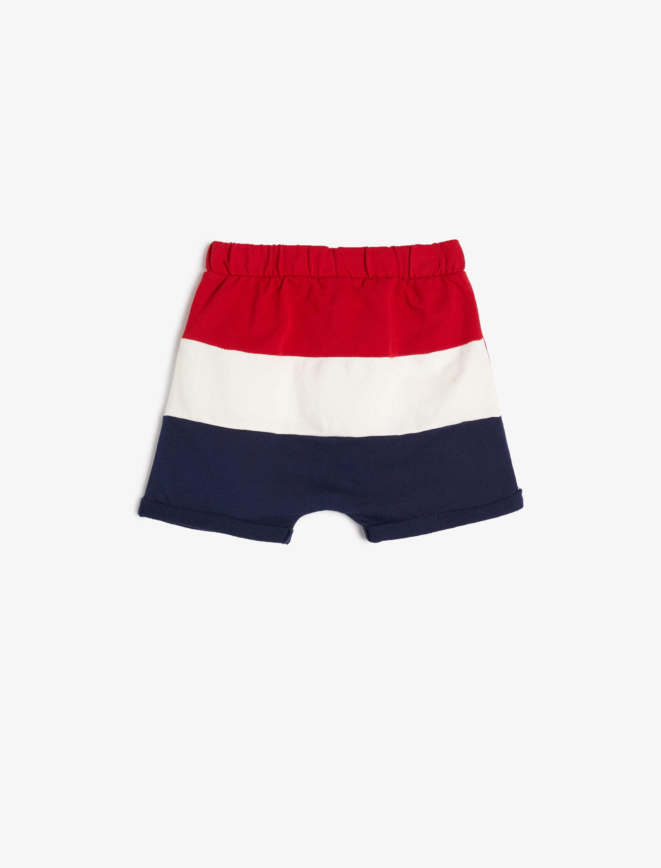  Erkek Bebek Şort Beli Bağlamalı Renk Bloklu Cepli Pamuklu