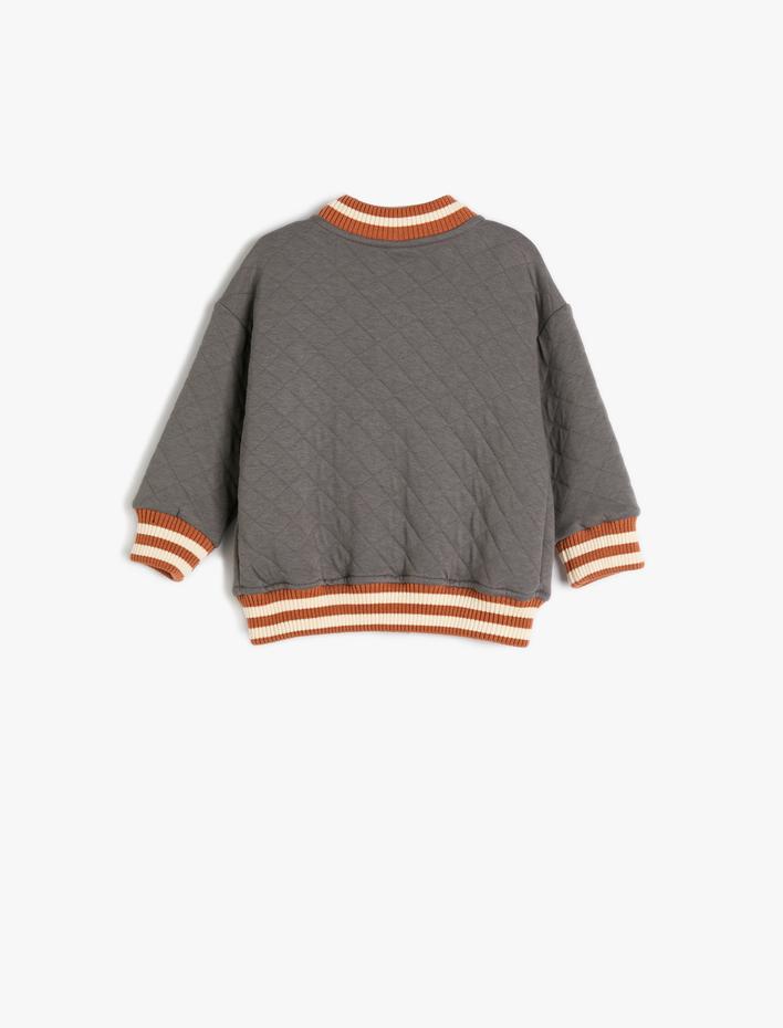 Erkek Bebek Kolej Ceket Kapitone Aplike Detaylı Baskılı Cepli Çıtçıt Kapamalı