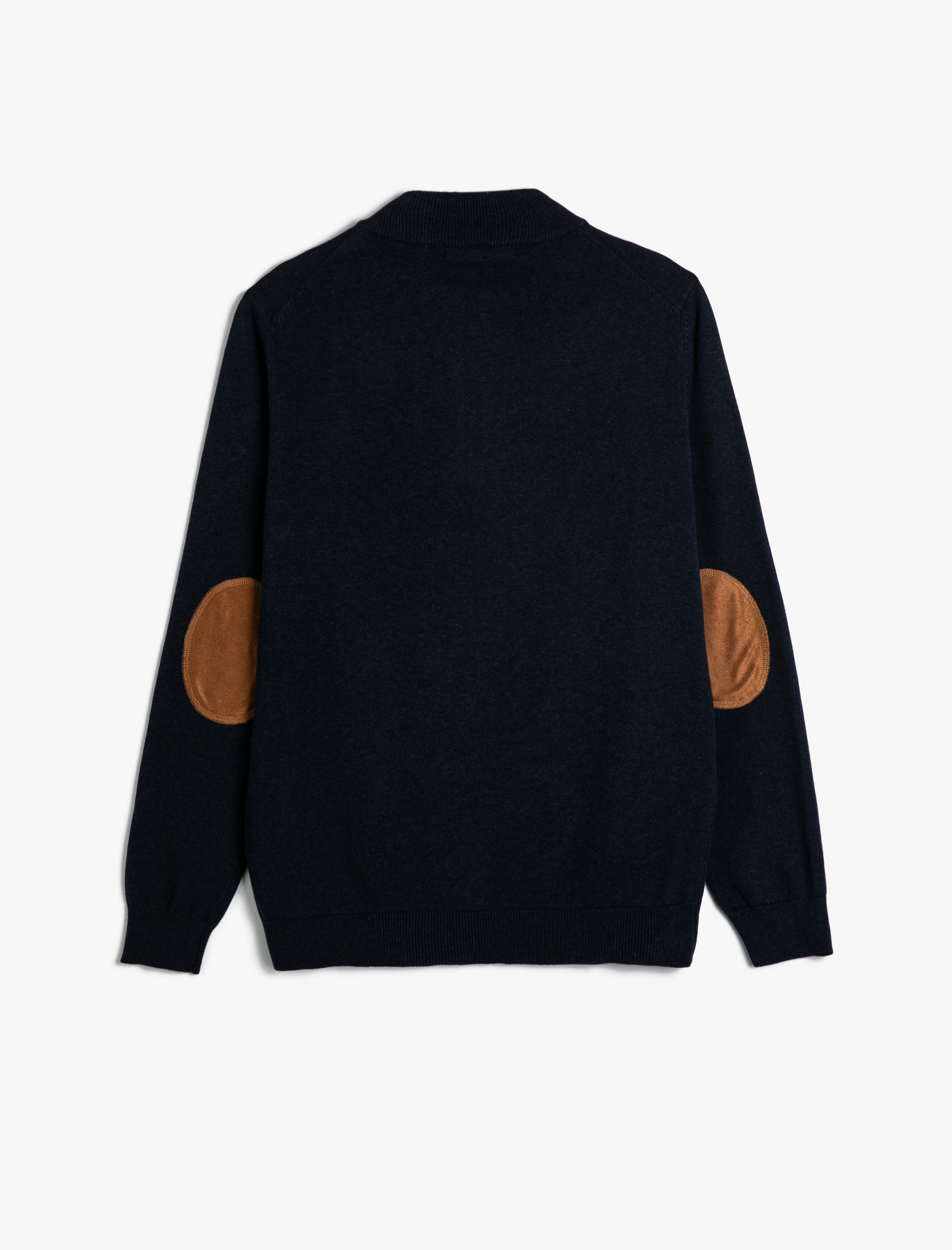   Yarım Fermuarlı Kazak Slim Fit Uzun Kollu Dirsek Detaylı