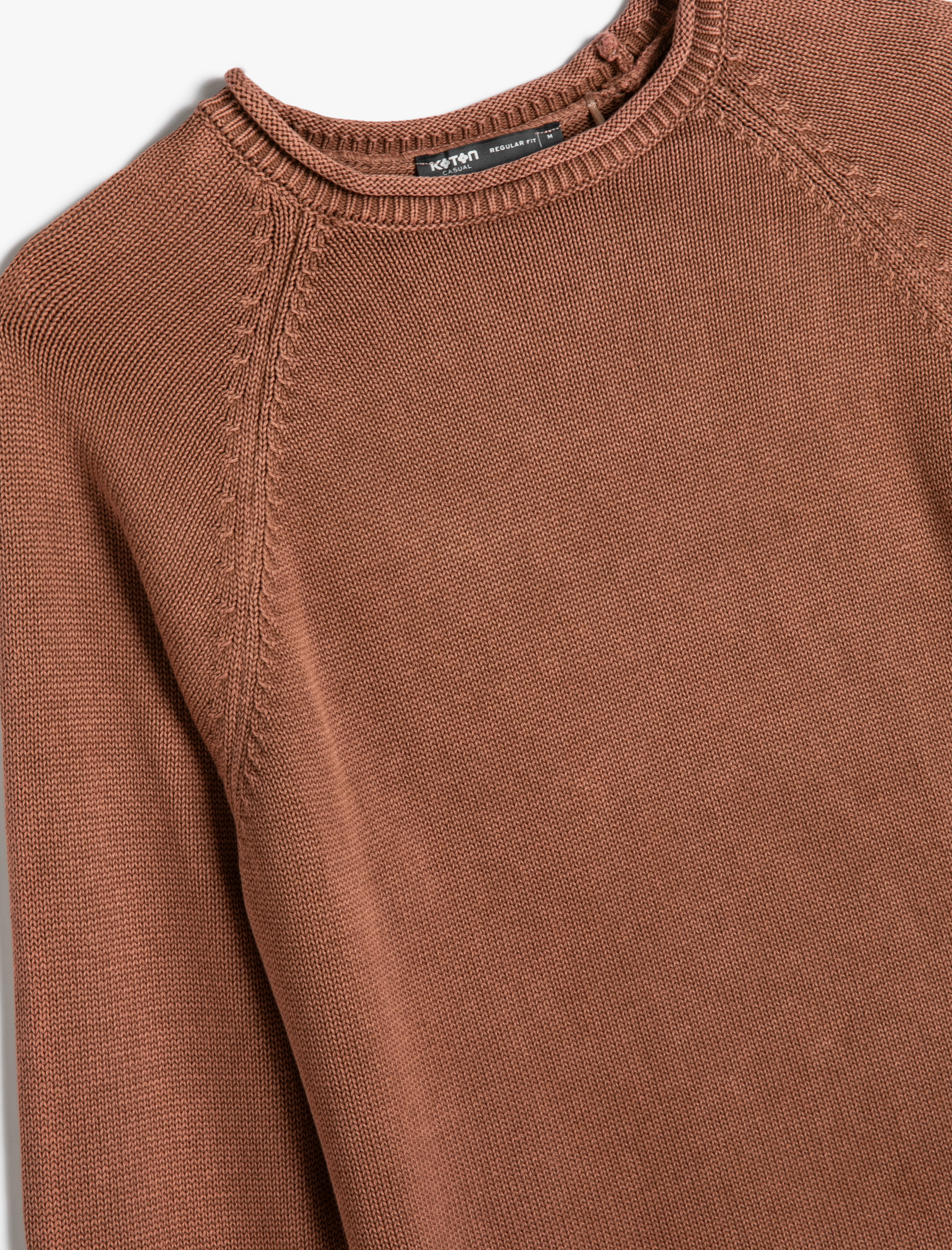   Triko Kazak Yıkamalı Bisiklet Yaka Dikiş Detaylı Pamuklu