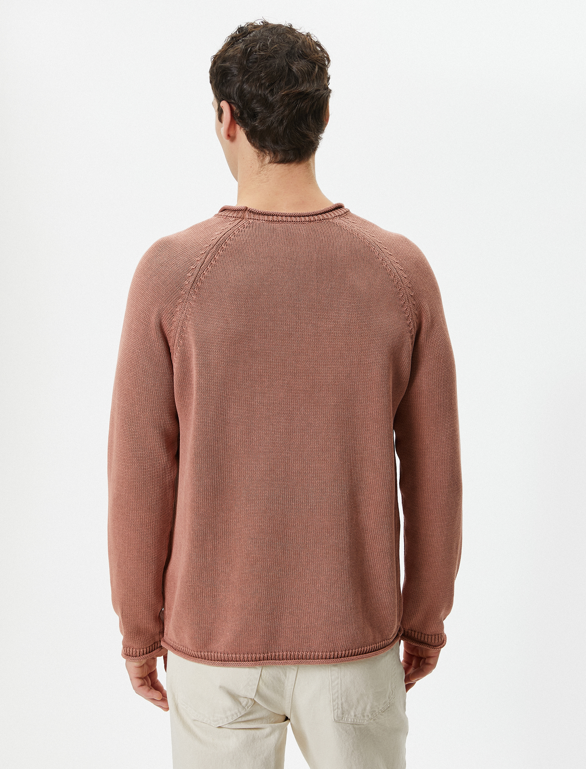   Triko Kazak Yıkamalı Bisiklet Yaka Dikiş Detaylı Pamuklu