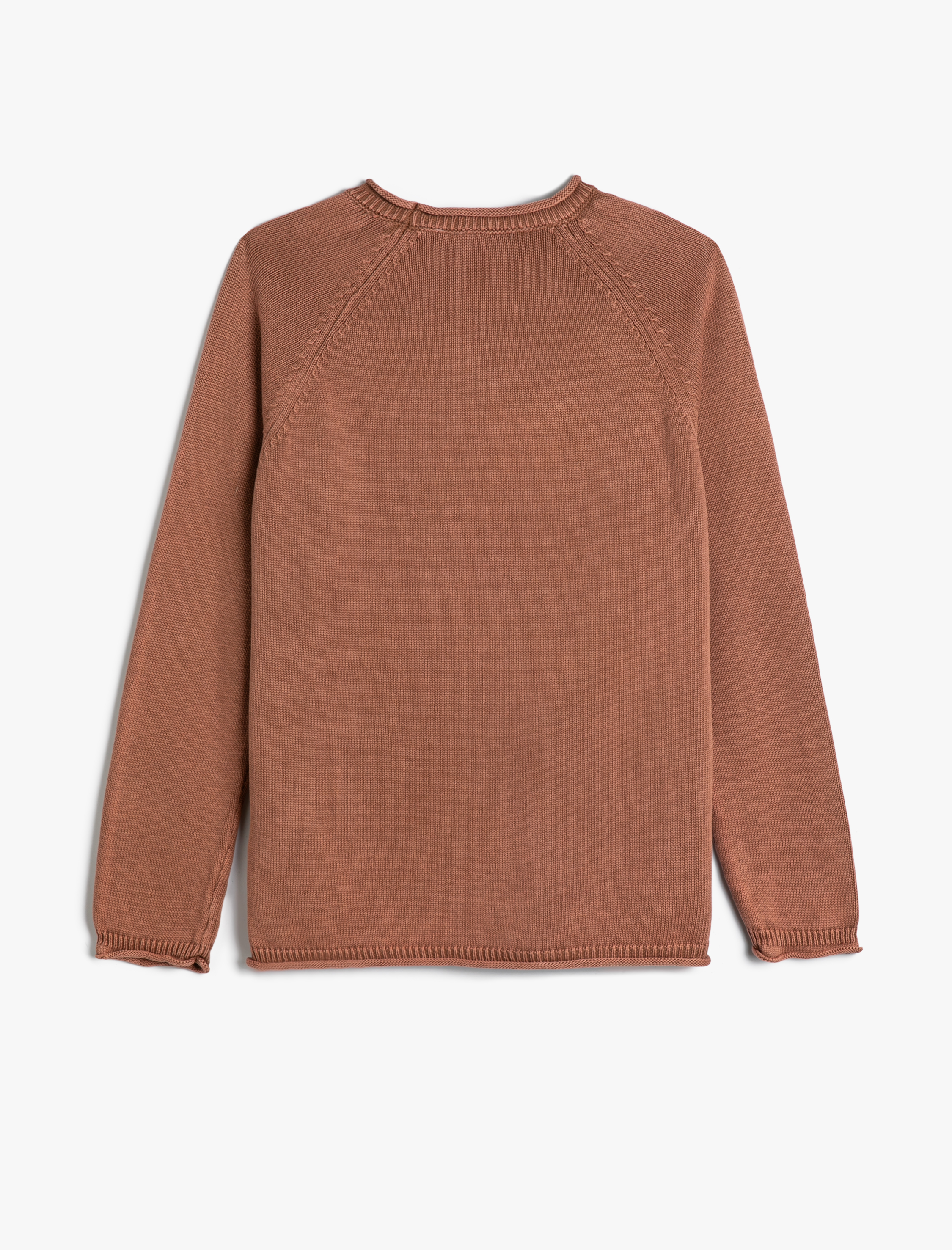   Triko Kazak Yıkamalı Bisiklet Yaka Dikiş Detaylı Pamuklu