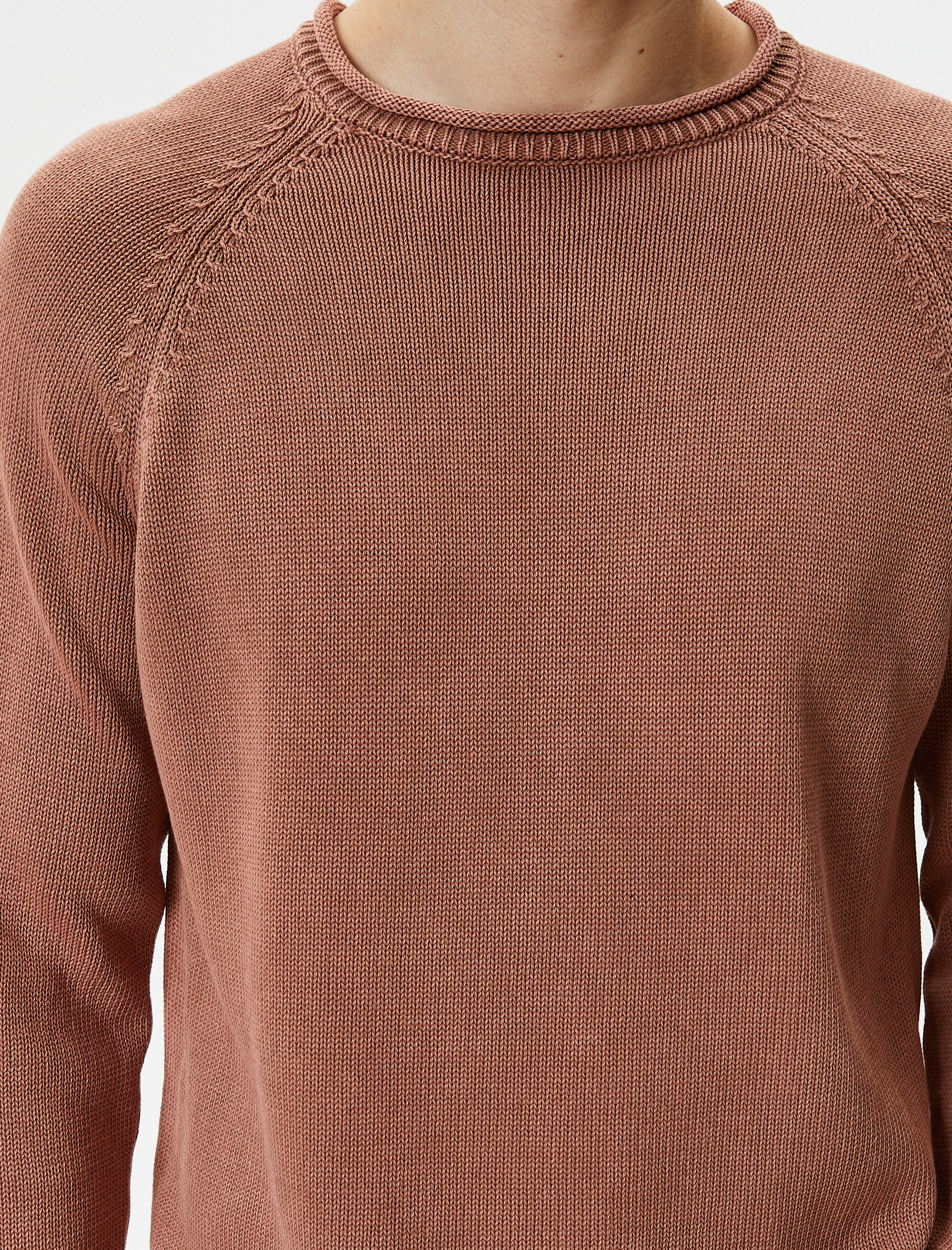   Triko Kazak Yıkamalı Bisiklet Yaka Dikiş Detaylı Pamuklu