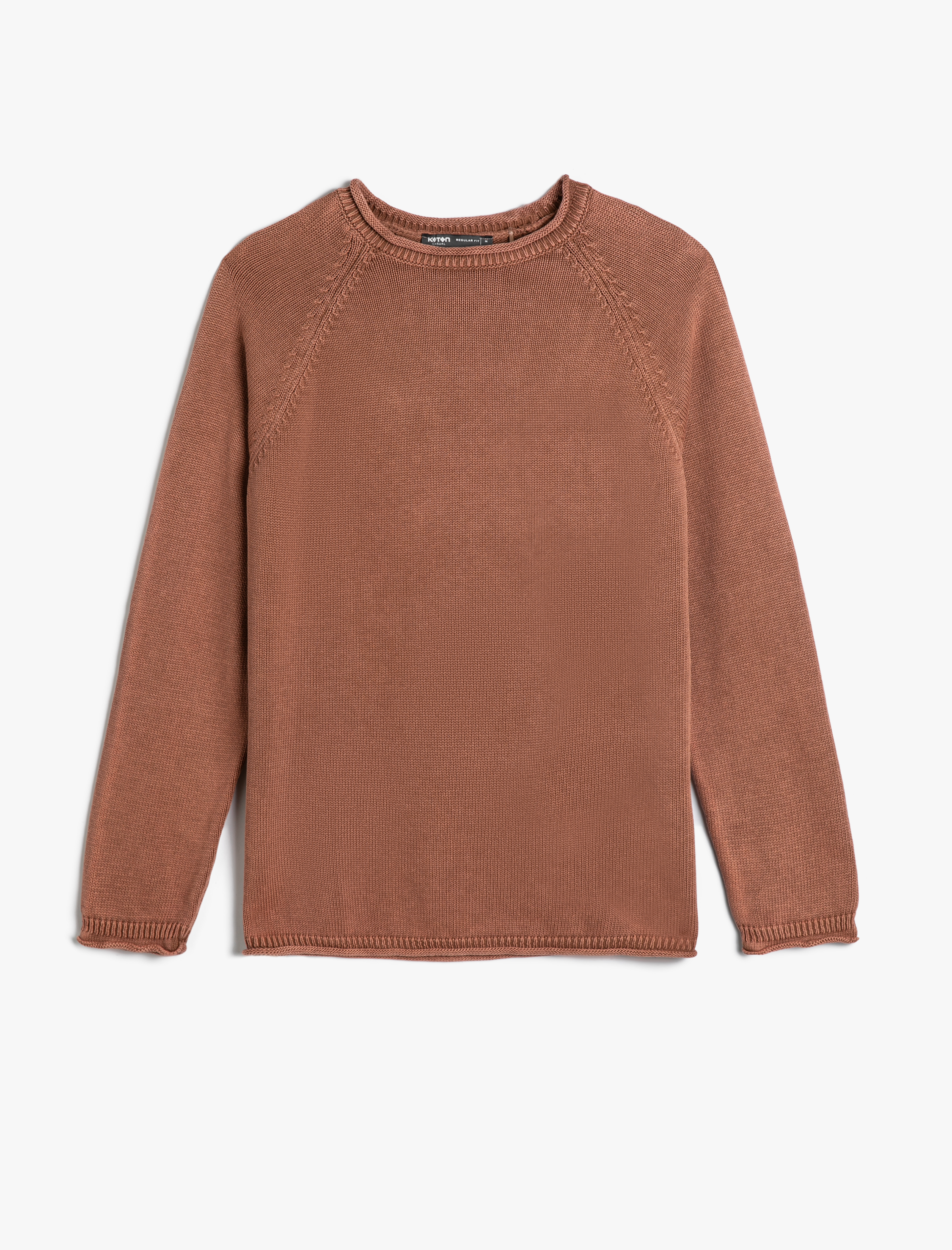   Triko Kazak Yıkamalı Bisiklet Yaka Dikiş Detaylı Pamuklu