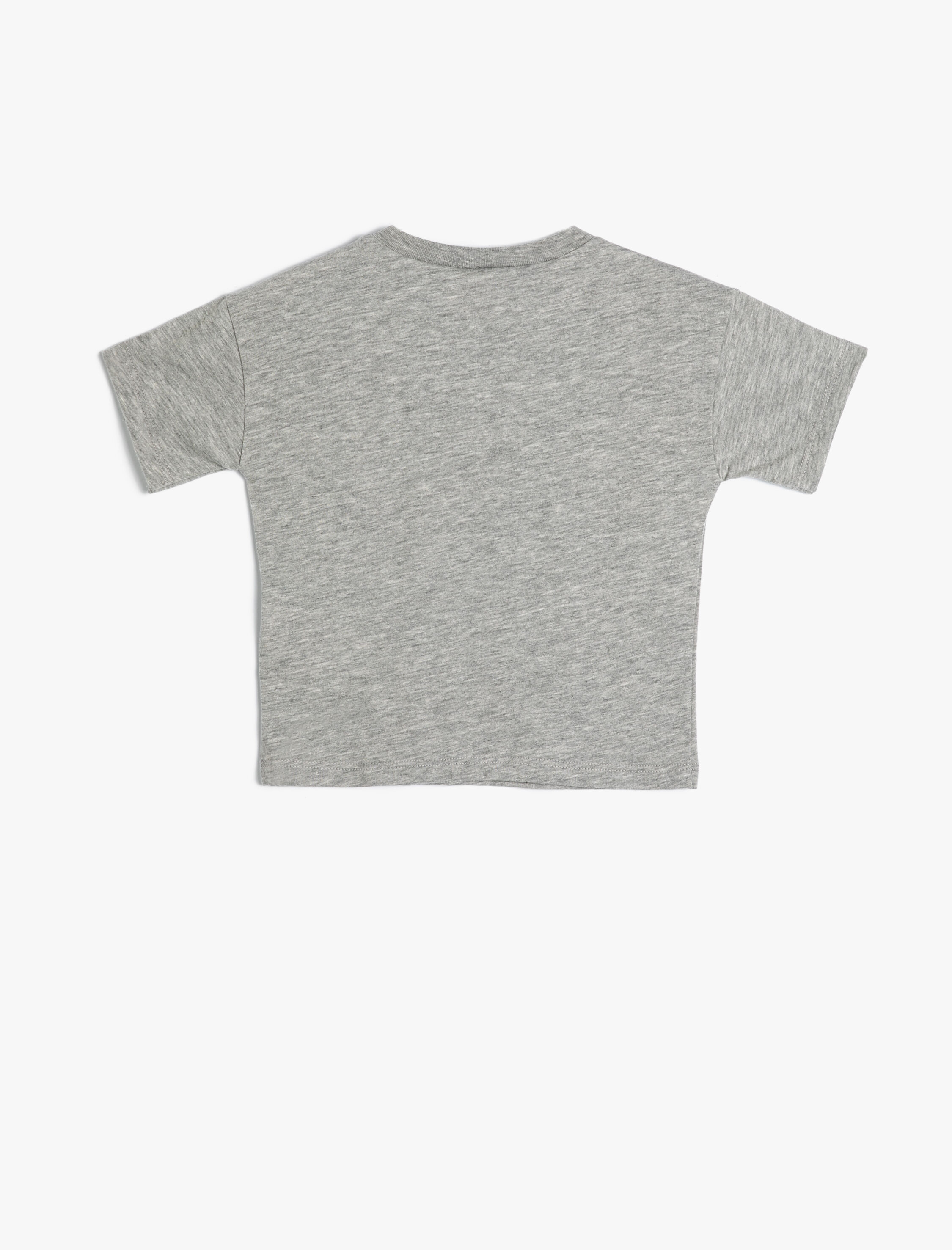  Erkek Bebek Tişört Slogan Baskılı Bisiklet Yaka Kısa Kollu