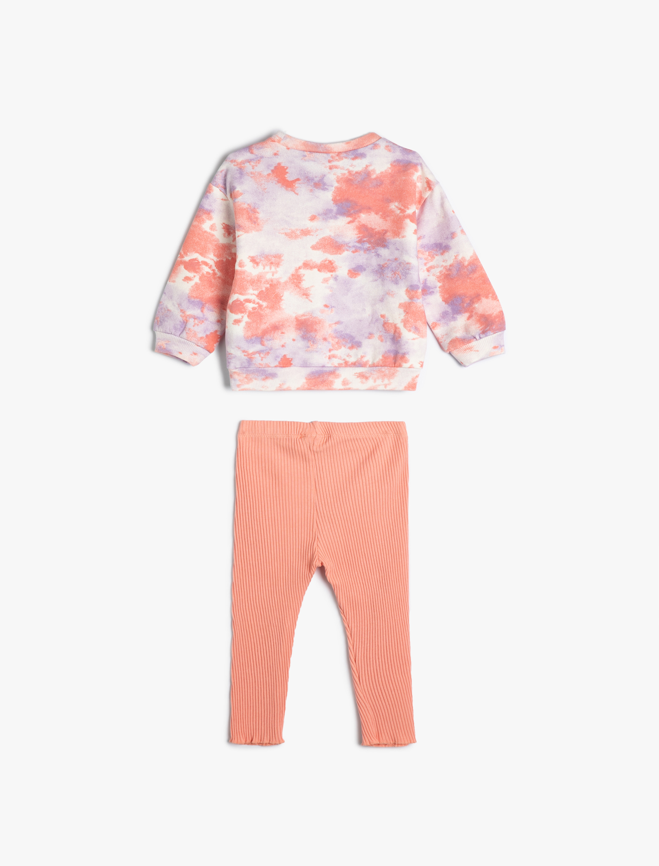  Kız Bebek Pamuklu Batik Desenli Şardonlu Eşofman Takımı