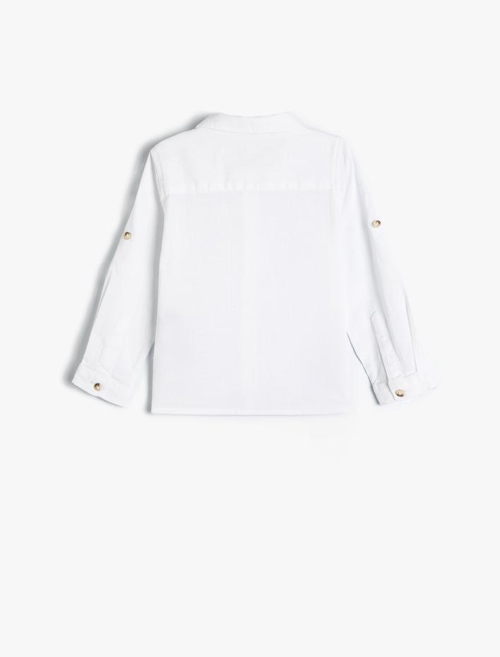 Erkek Bebek Basic Gömlek Uzun Kollu Düğmeli Pamuklu