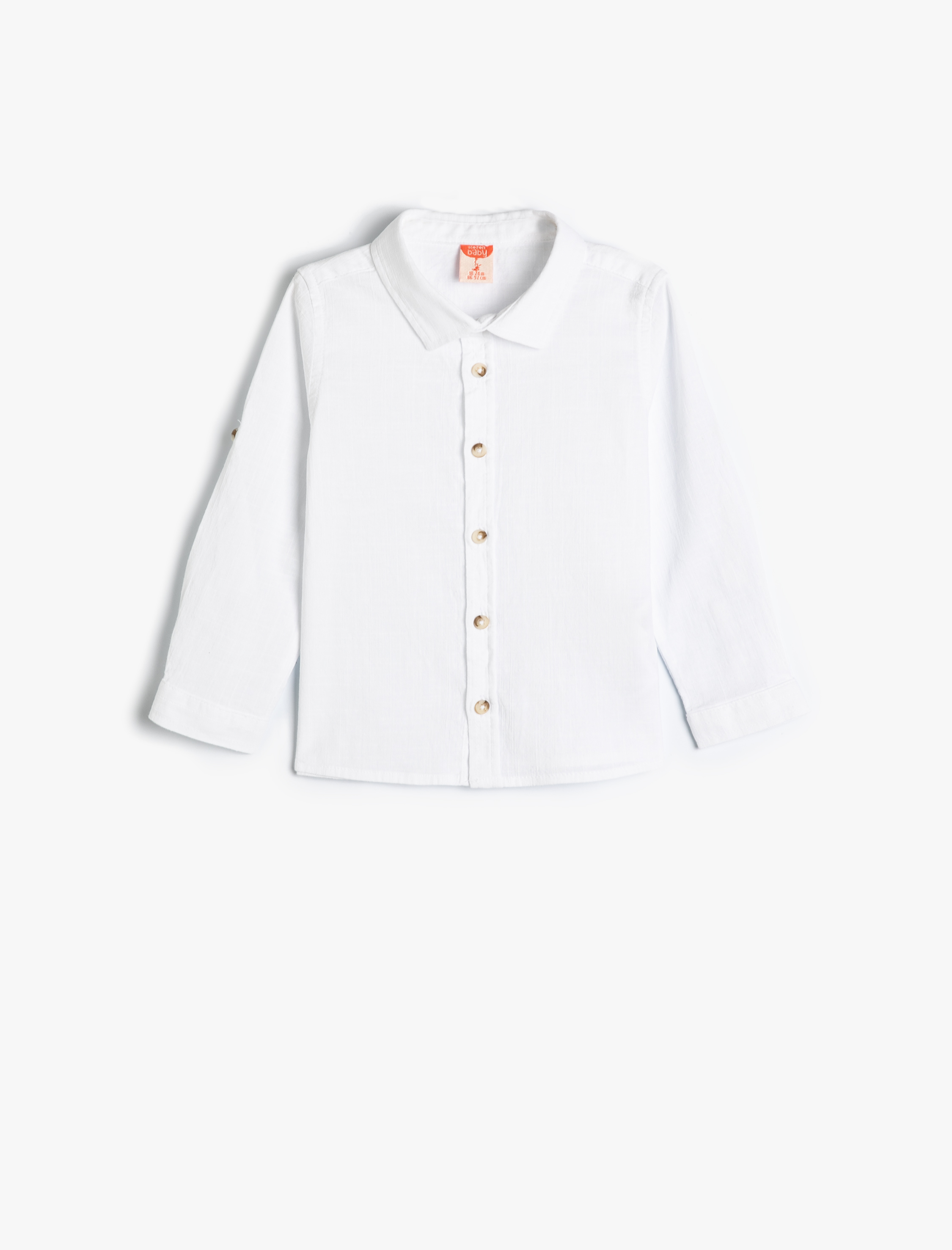  Erkek Bebek Basic Gömlek Uzun Kollu Düğmeli Pamuklu