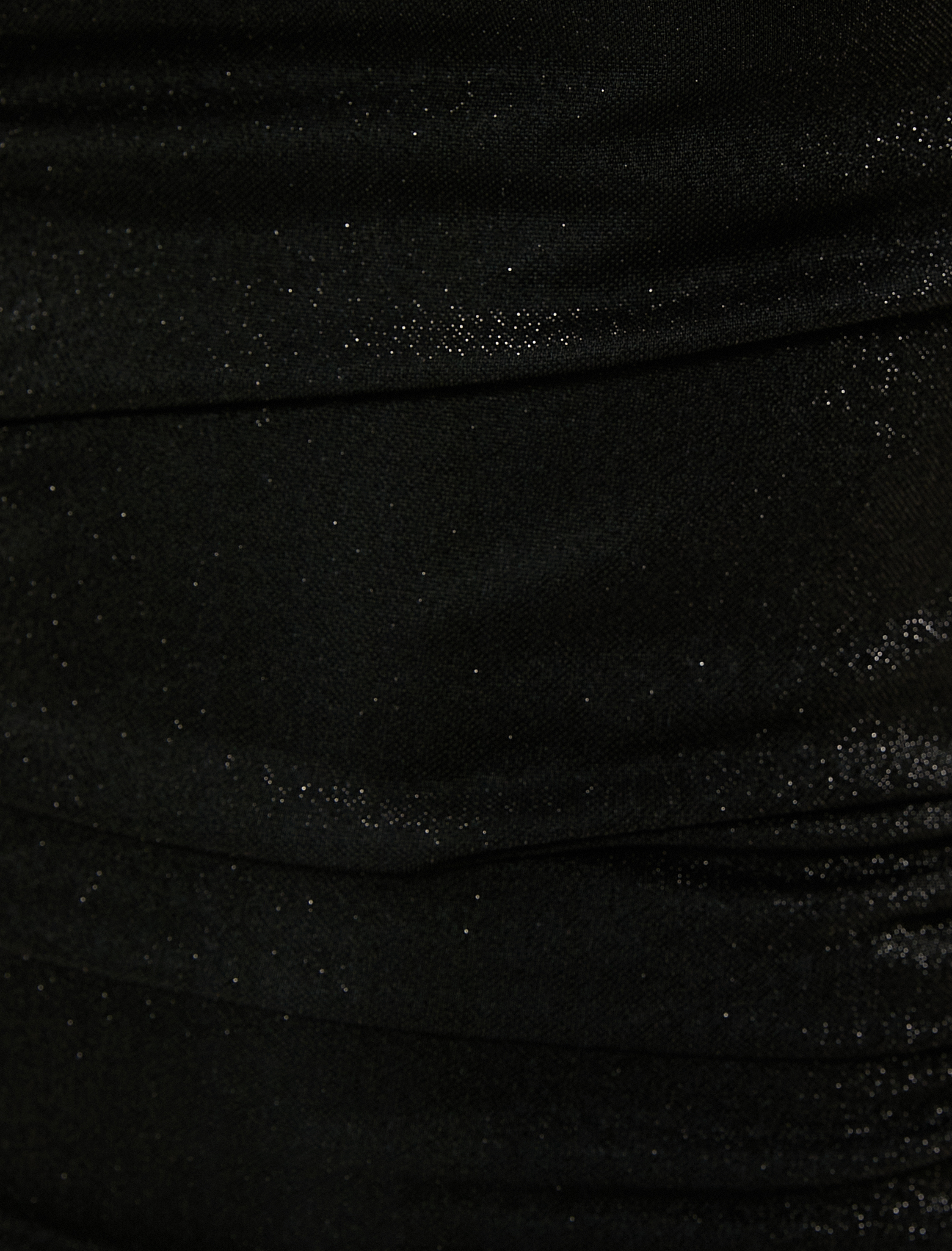   Mini Kalem Elbise Parıltılı Drapeli Degaje Yaka Askılı