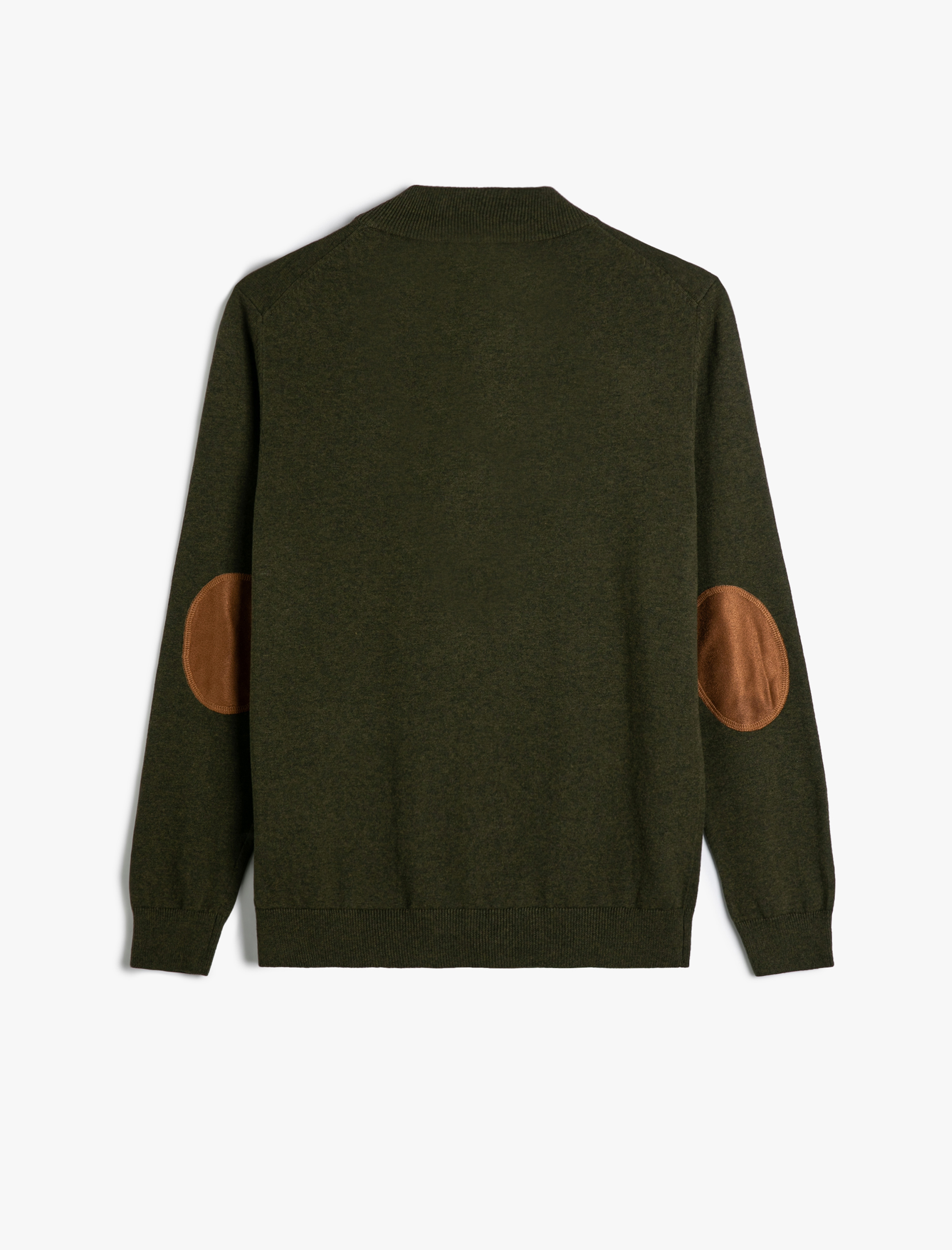   Yarım Fermuarlı Kazak Slim Fit Uzun Kollu Dirsek Detaylı