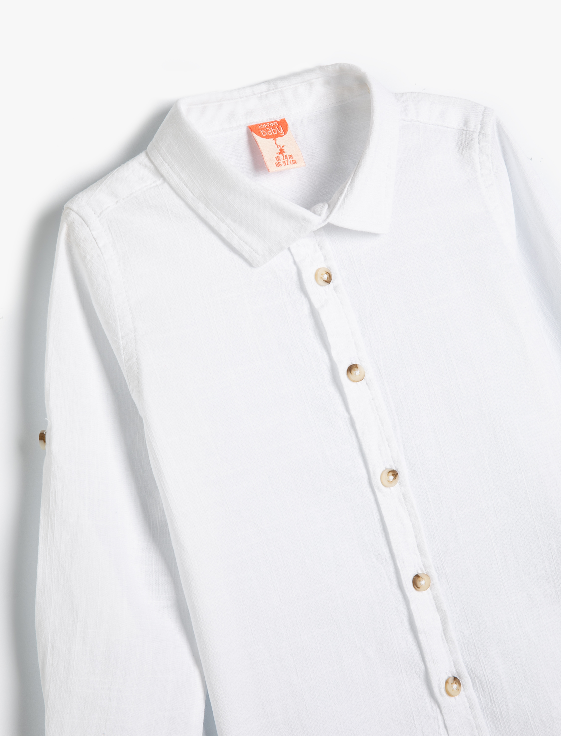  Erkek Bebek Basic Gömlek Uzun Kollu Düğmeli Pamuklu