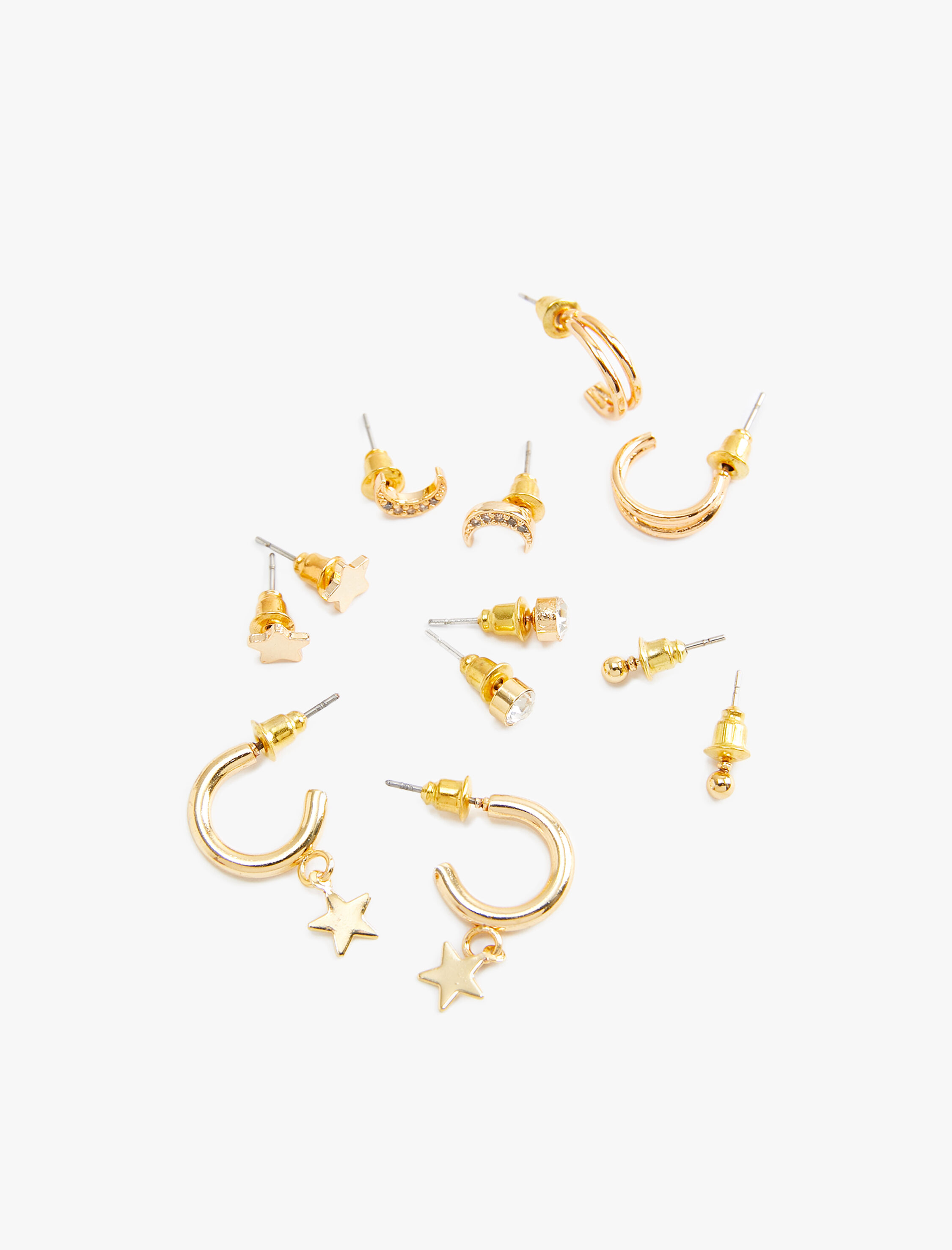  Kadın Top ve Halka Küpe 6'lı Set