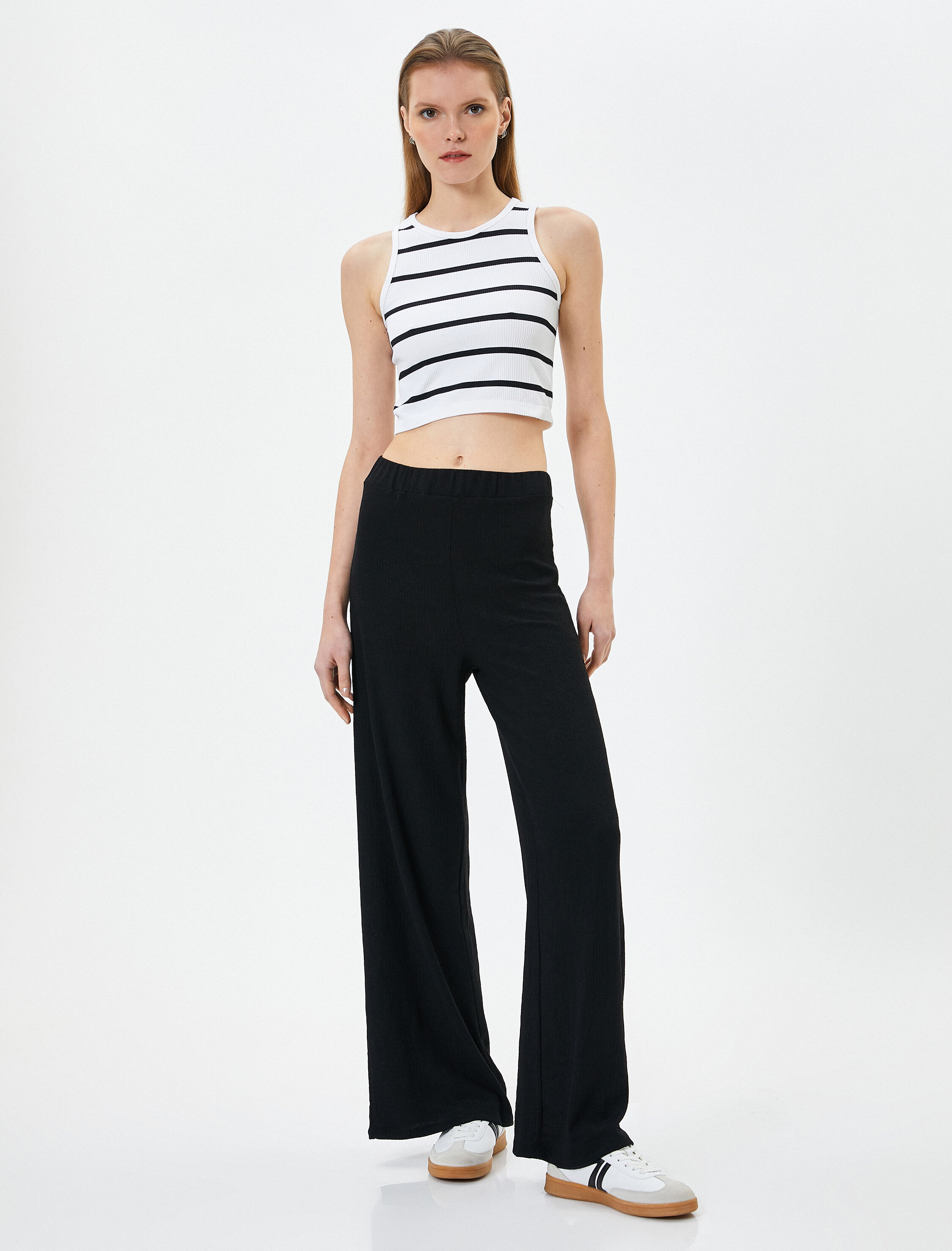   Palazzo Pantolon Yüksek Bel Fitilli