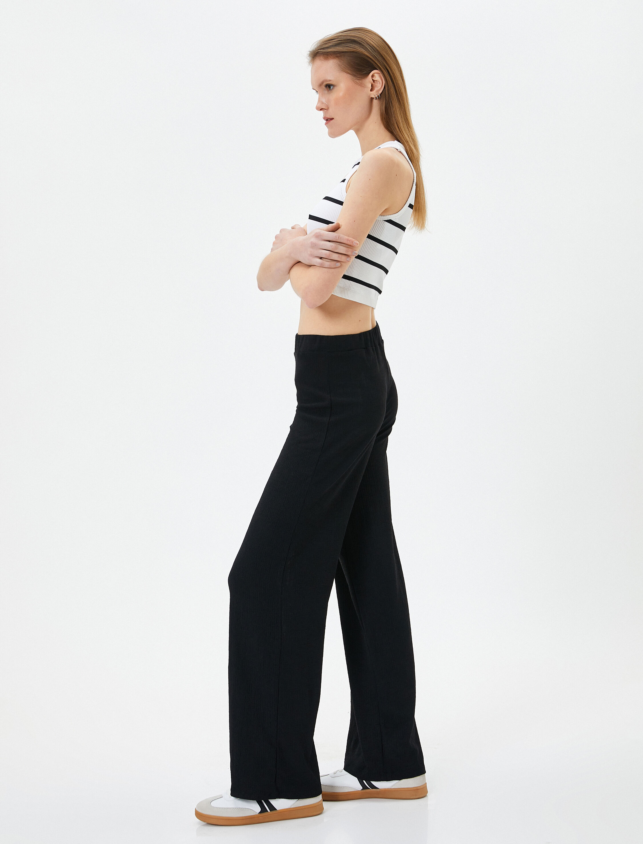   Palazzo Pantolon Yüksek Bel Fitilli