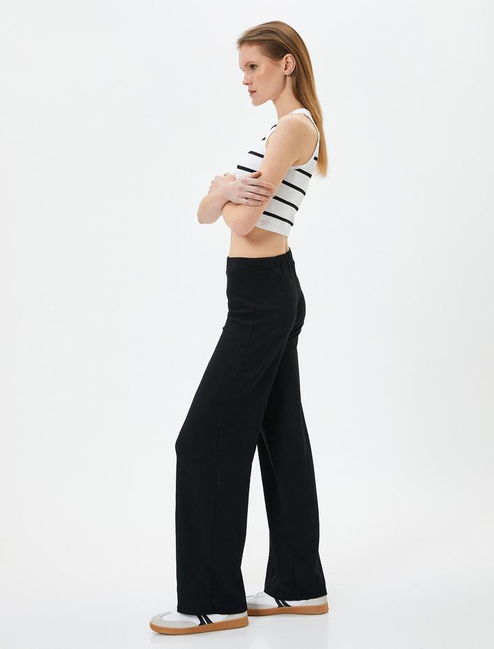  Palazzo Pantolon Yüksek Bel Fitilli