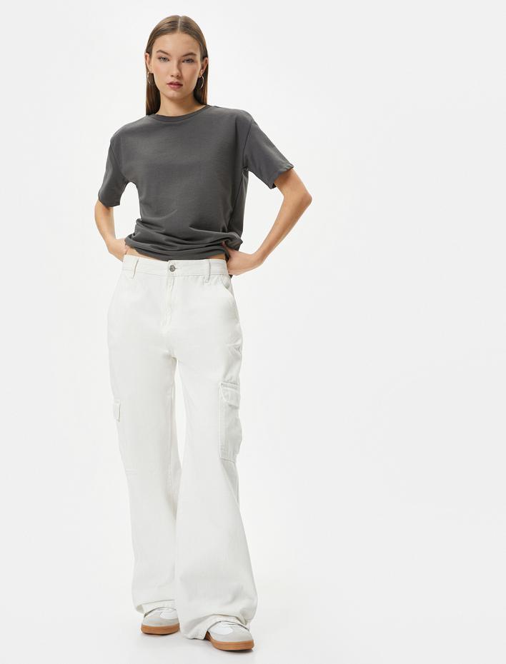  Basic Tişört Bisiklet Yaka Kısa Kollu Pamuk Karışımlı