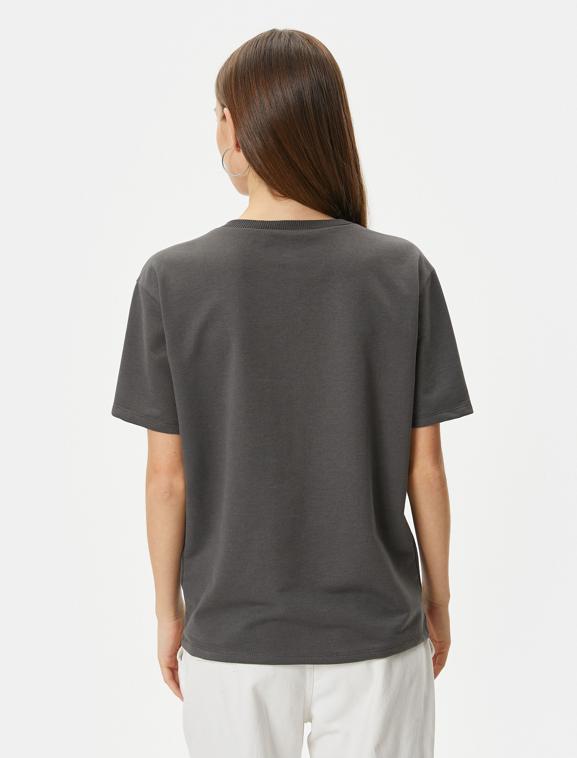   Basic Tişört Bisiklet Yaka Kısa Kollu Pamuk Karışımlı